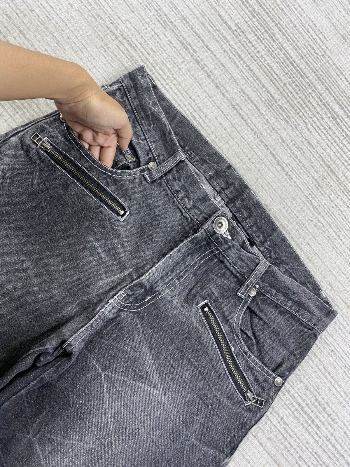 If Six Was Nine Vintage Doublefocus Washed Grey 3/4 Denim Pants Size US 34 / EU 50 - 8 Thumbnail