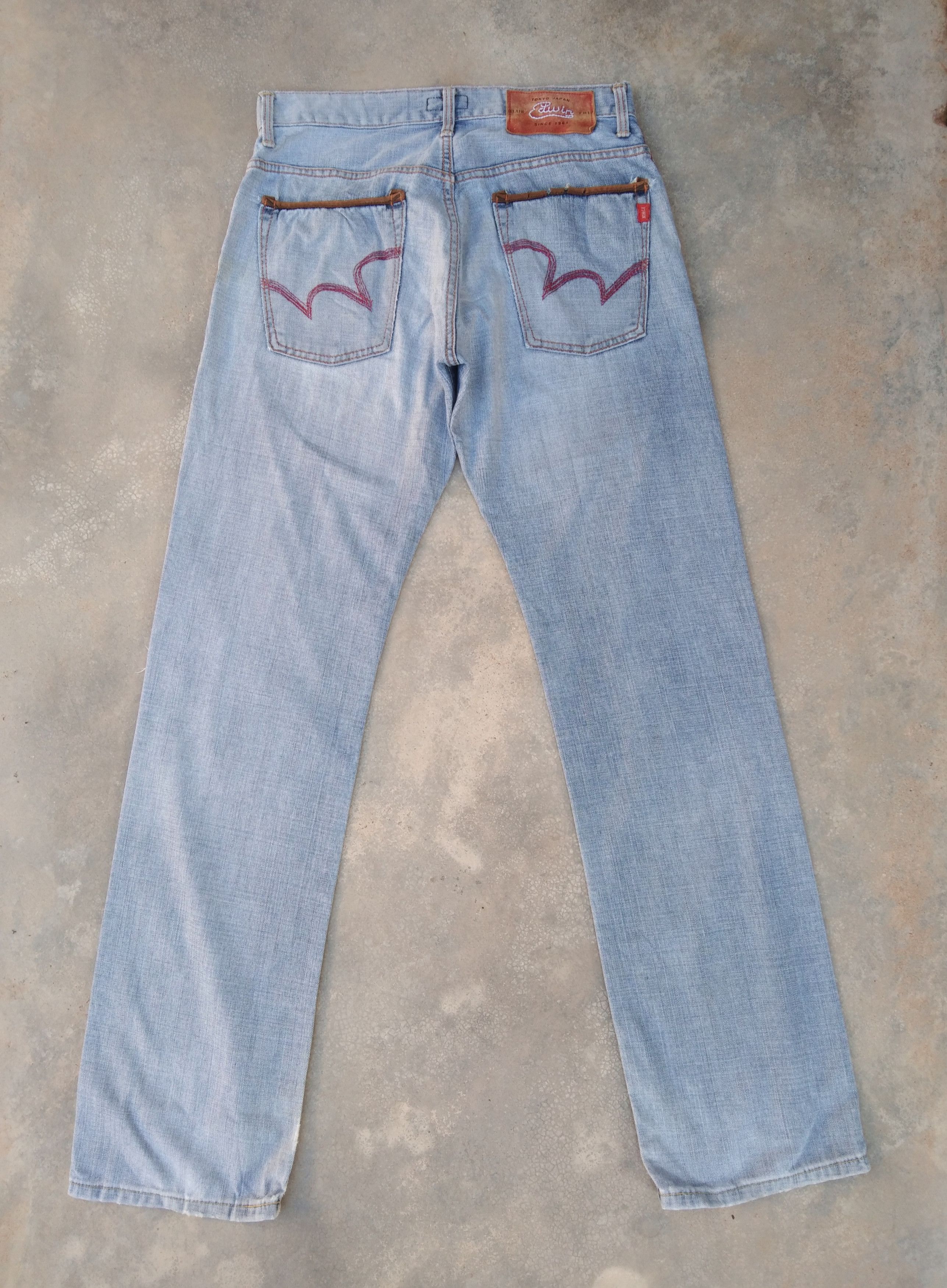 Japanese Brand Vintage Faded Blue Edwin Distressed Jeans 31x34 Size US 31 - 2 Thumbnail