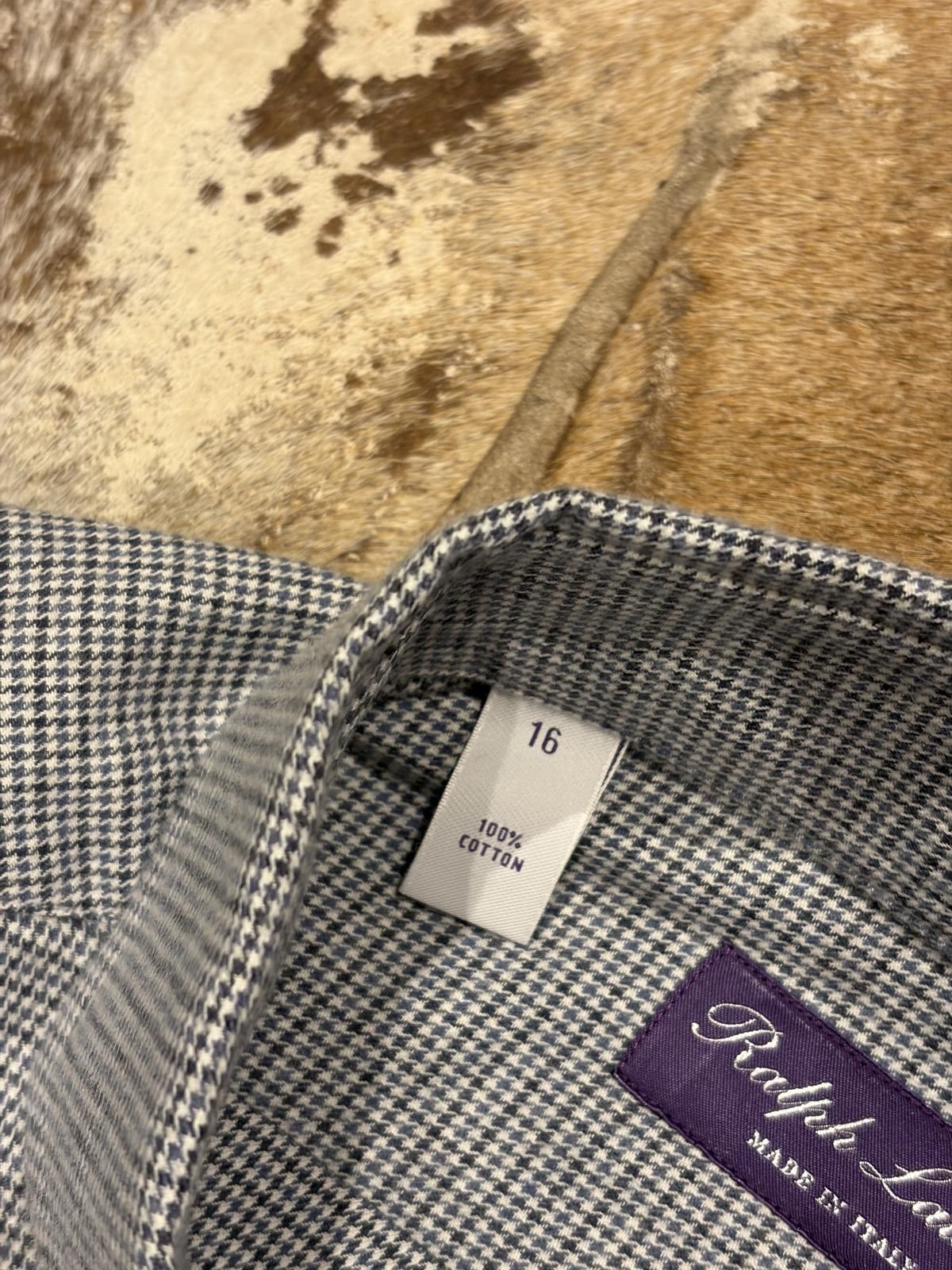 Ralph Lauren Purple Label Ralph Lauren Purple Label Brushed Cotton Micro-Check Shirt Size US M / EU 48-50 / 2 - 3 Thumbnail