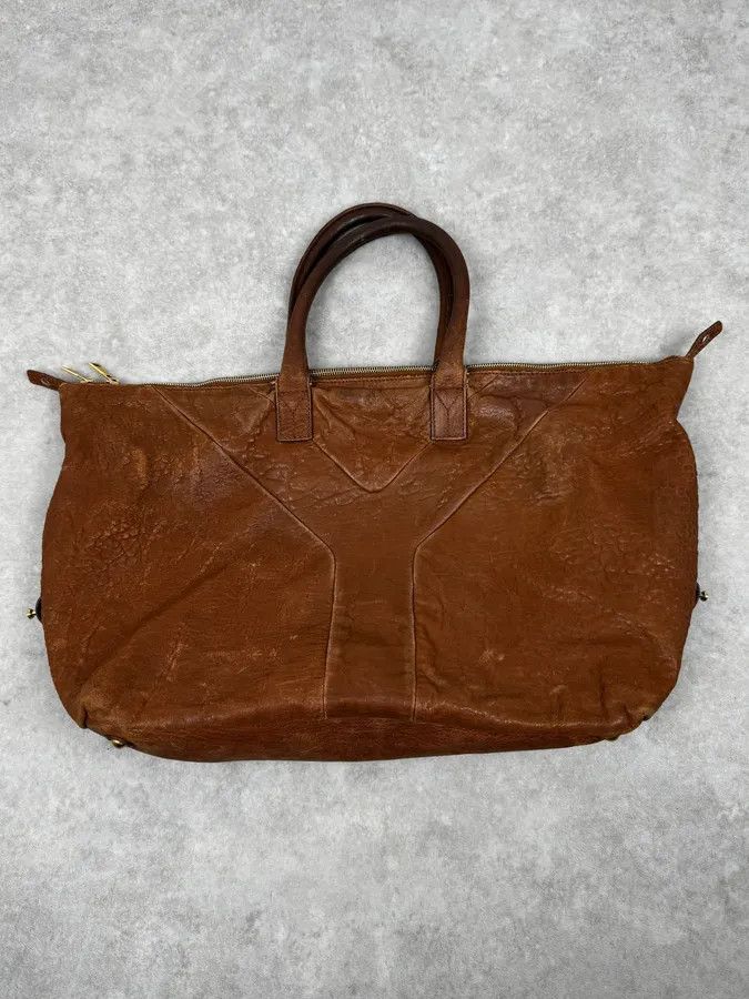 Yves Saint Laurent 2000s Yves Saint Laurent Easy Y Brown Grained Leather Handle Bag Size ONE SIZE - 3 Thumbnail