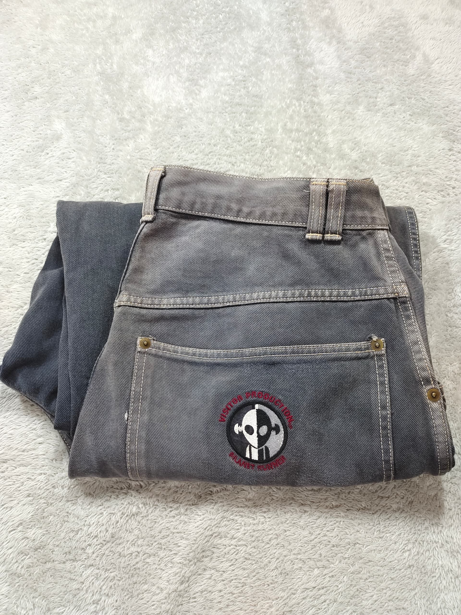 JNCO VINTAGE DISTRESSED VISITOR PRODUCTION BAGGY JEANS Size US 35 - 1 Thumbnail