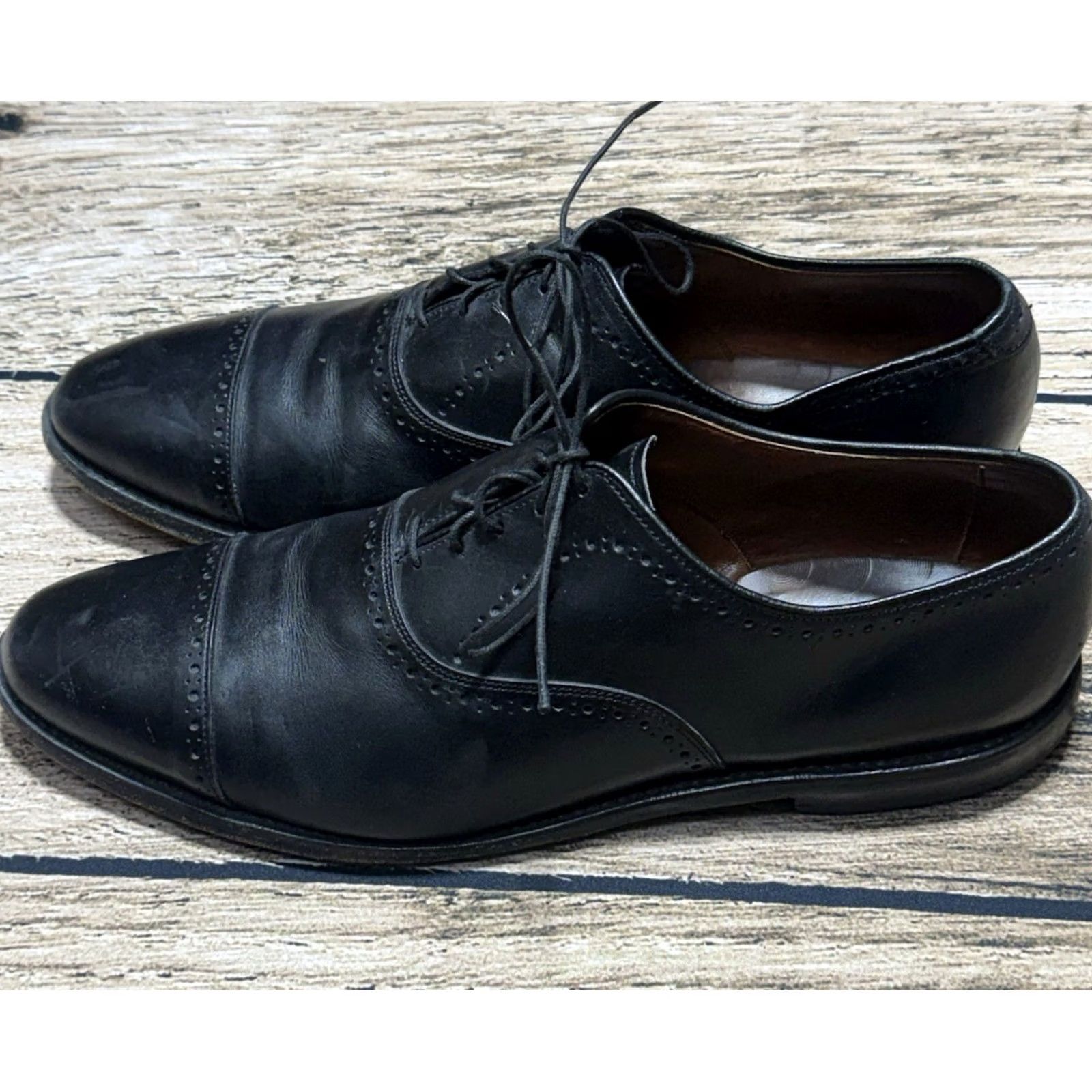 Allen Edmonds Allen Edmonds Dress Shoes Mens 13 D Black Leather Hale Derby Cap Toe Laceup 5958 Size ONE SIZE - 2 Thumbnail