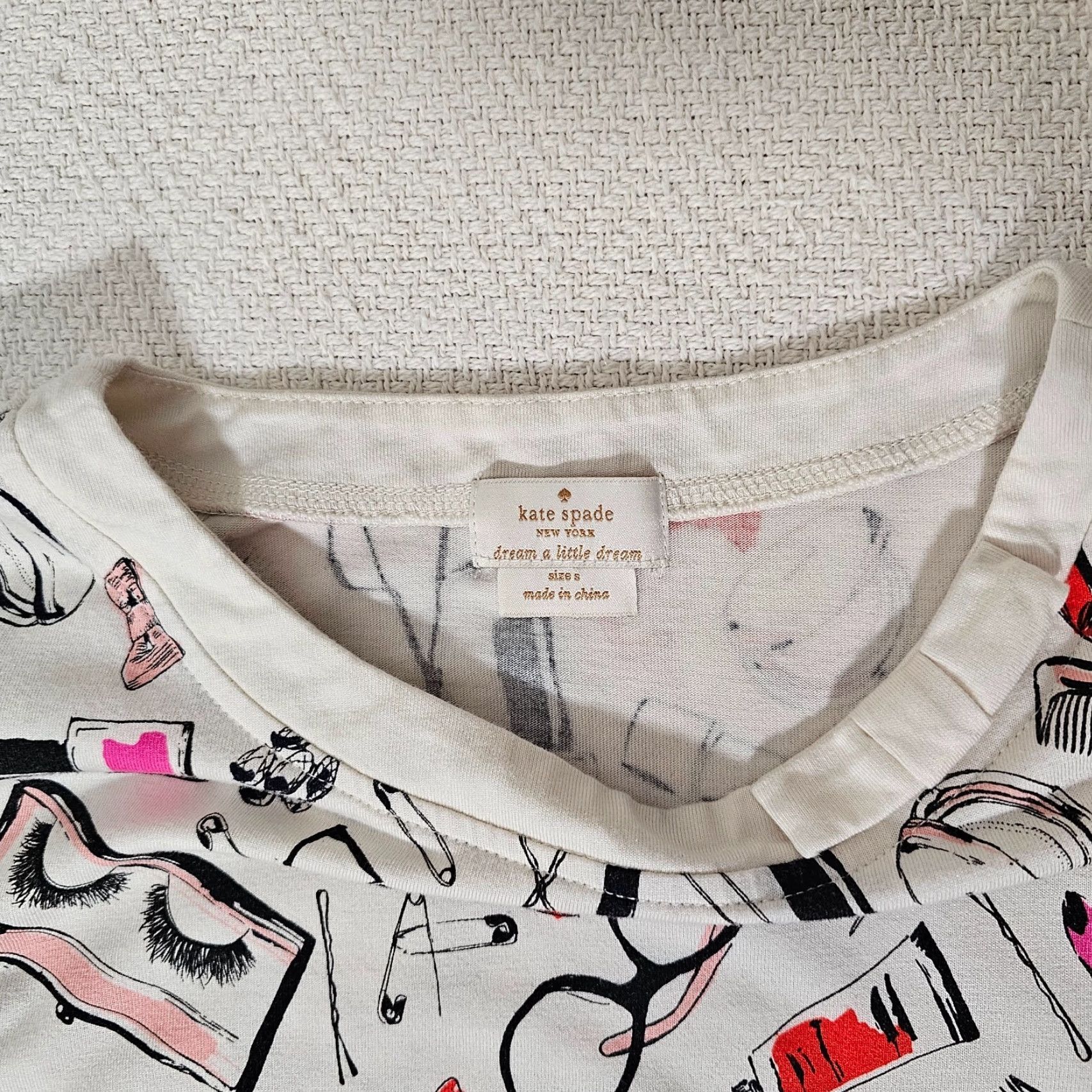 Vintage Kate Spade New York Pink White Cosmetics Print Cotton Night Sleep Shirt Size S Size S / US 4 / IT 40 - 7 Thumbnail