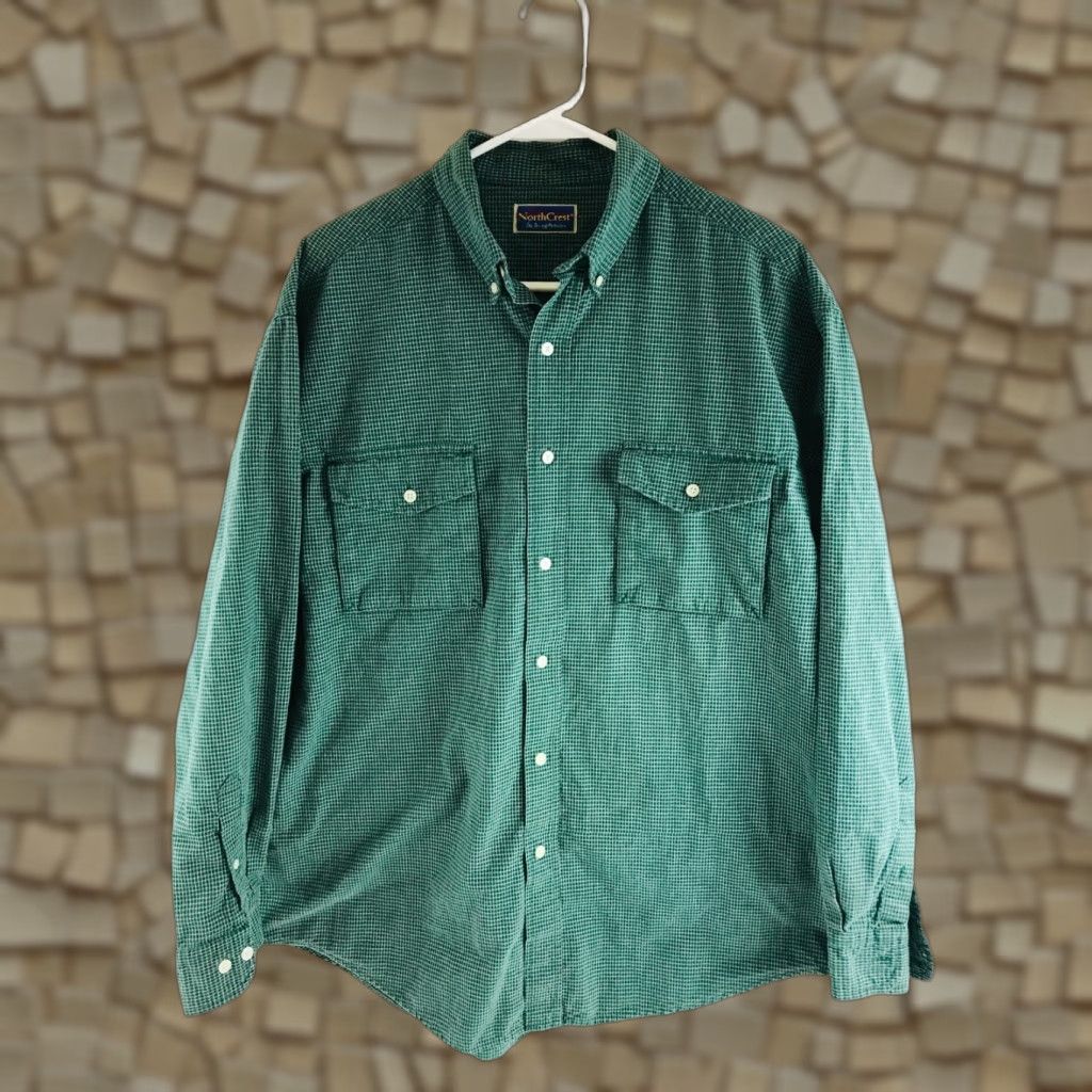 Vintage **Men's North Crest Green Check Button-Down XL Long Sleeve Shirt** User: **Men's North Crest Green Check Button-Down XL Long Sleeve Shirt** Size US XL / EU 56 / 4 - 1 Thumbnail