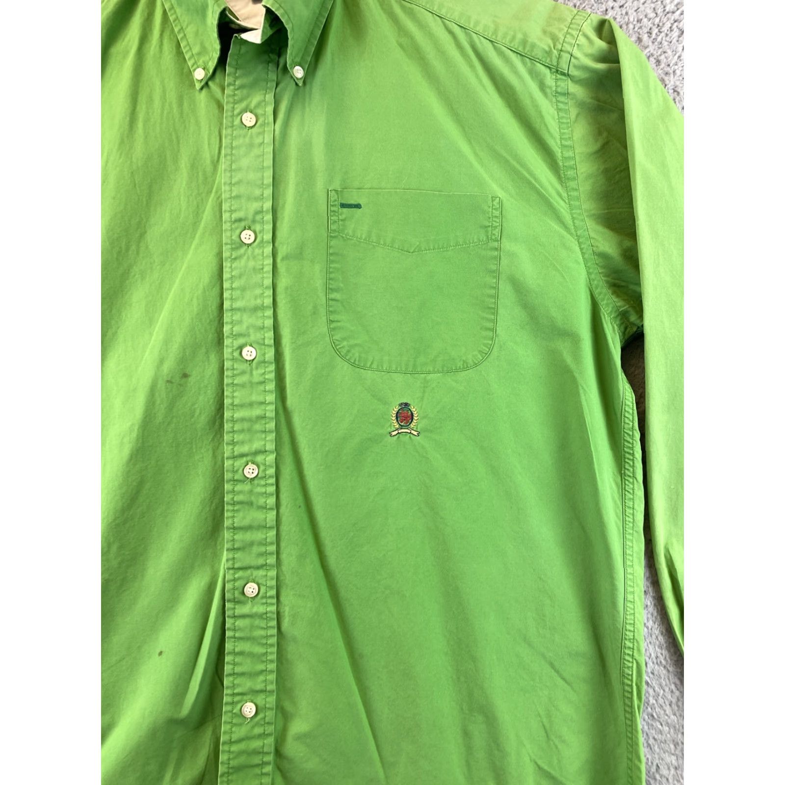 Tommy Hilfiger Tommy Hilfiger Dress Shirt Men Long Sleeve Light Green Large Button Down 89-30 Regular Fit Size 42R - 2 Thumbnail