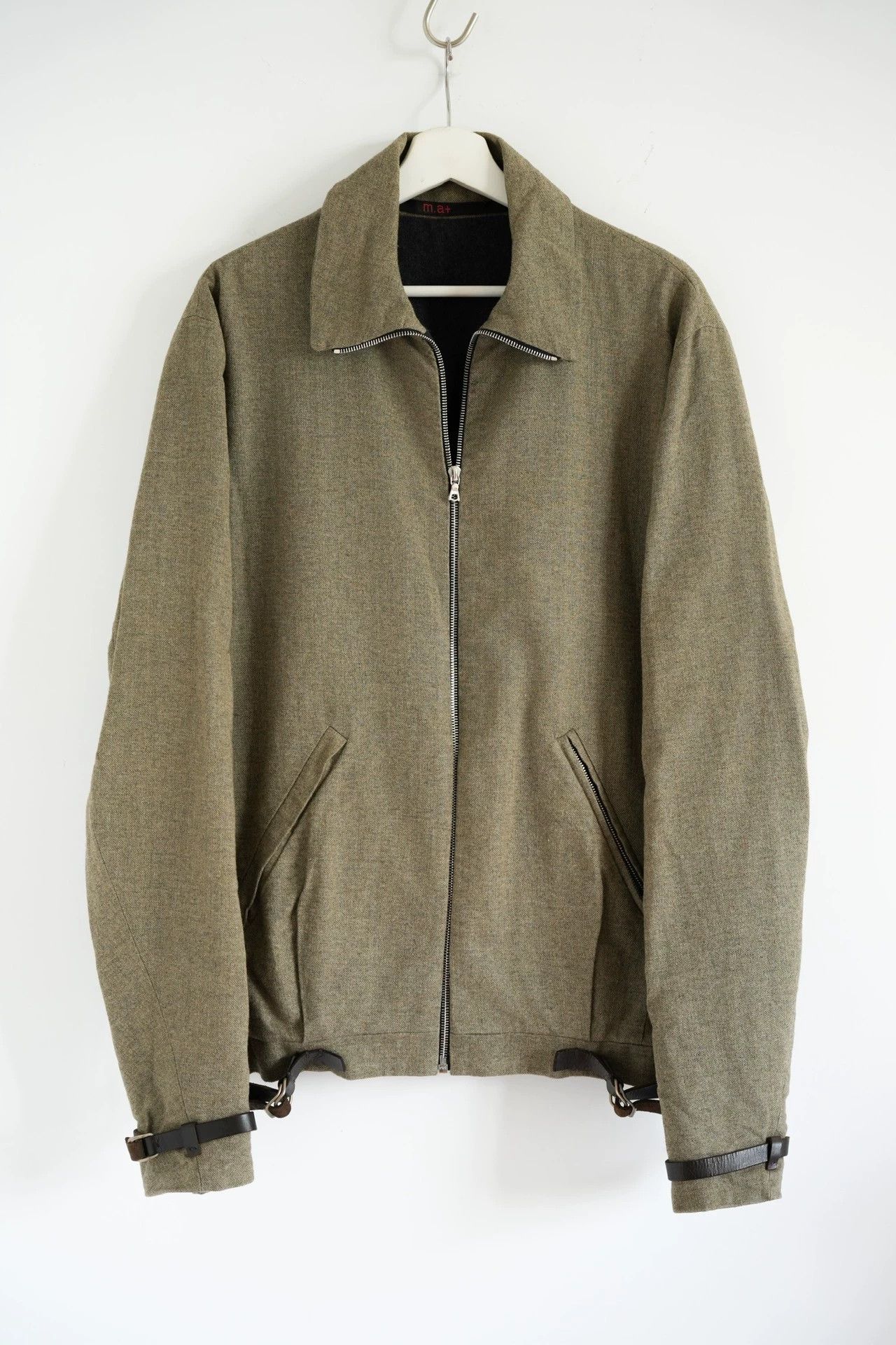 Ma+ M.A+ Silver Leather Panel Wool Zip-Up Jacket Size US L / EU 52-54 / 3 - 1 Thumbnail