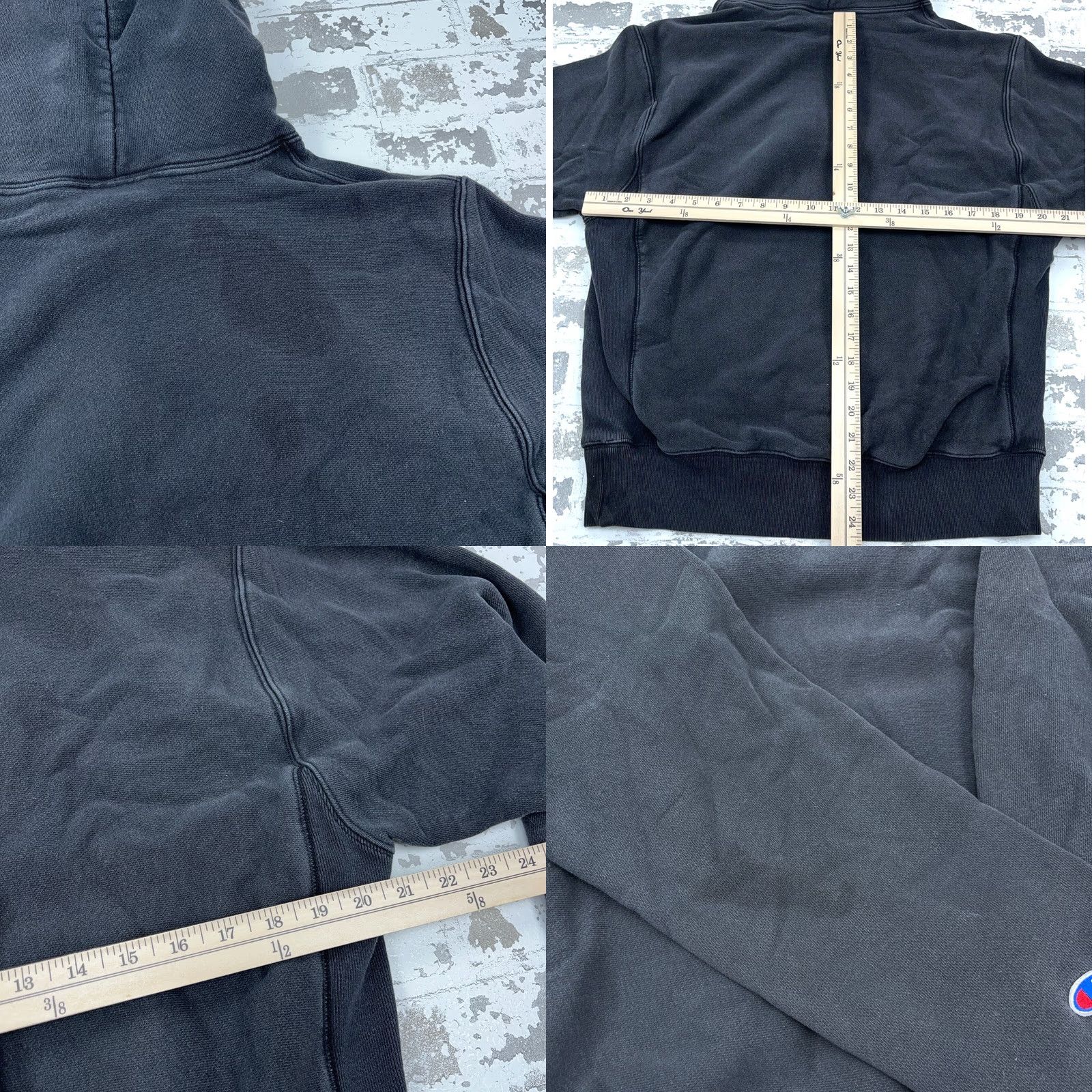 Champion Champion Reverse Weave Hoodie Men M Black Faded Retro Graphic Logo Pockets All Seasons Pullover Sweatshirt Size US M / EU 48-50 / 2 - 8 Thumbnail