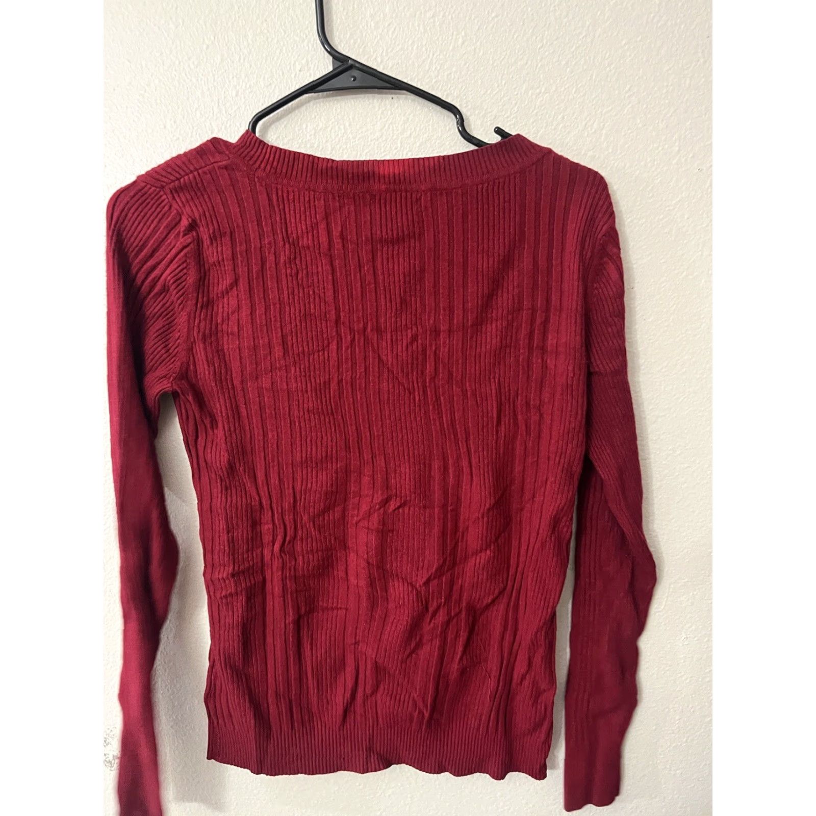 Apt. 9 APT. 9 Women's Red Crewneck Sweater Medium Long Sleeve Pullover Casual Glittered Knit Size M / US 6-8 / IT 42-44 - 3 Thumbnail