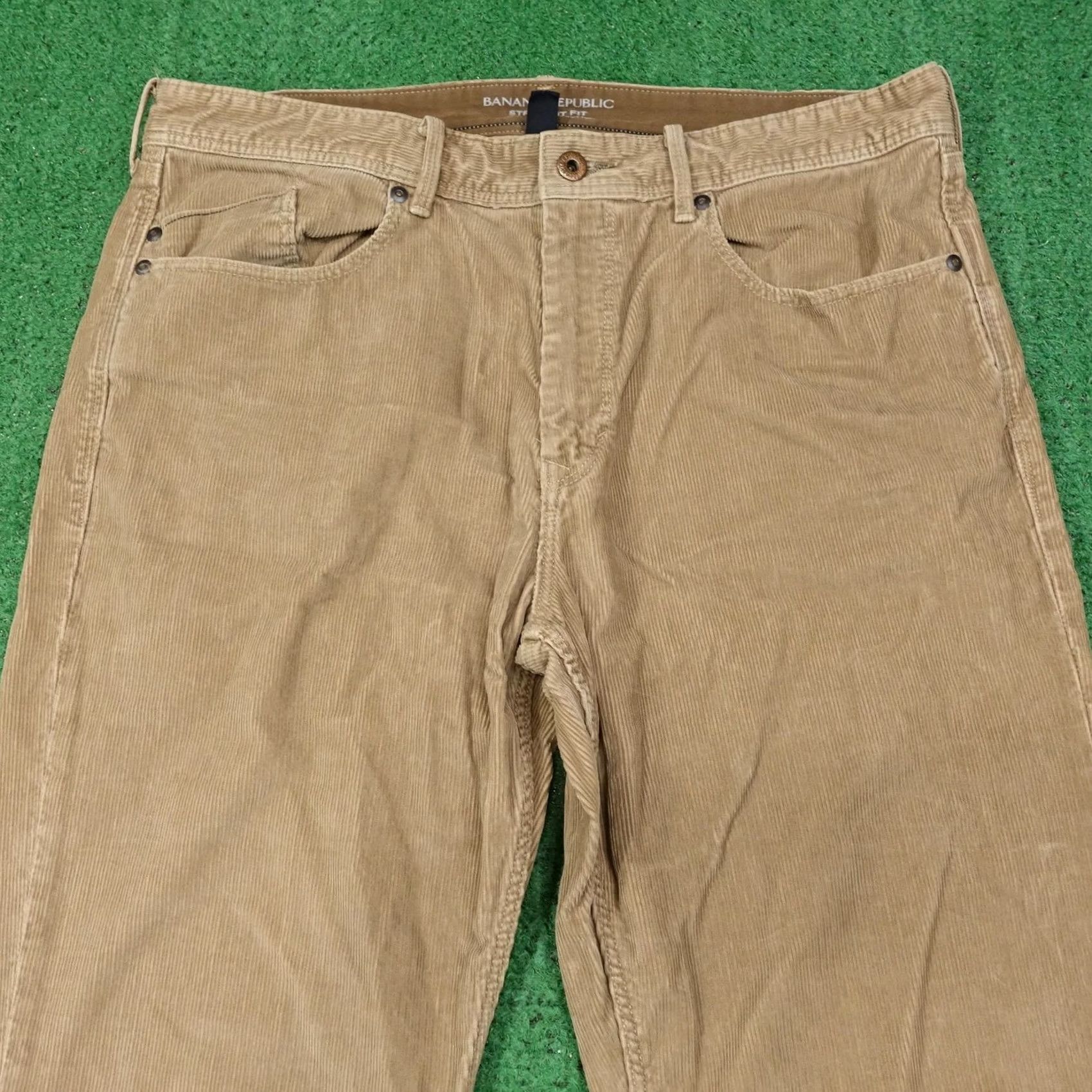 Banana Republic Banana Republic Khakis Pants Mens 34x34 Beige Corduroy Pima Cotton 5-Pocket Straight Fit Front Zip Size US 35 - 2 Thumbnail