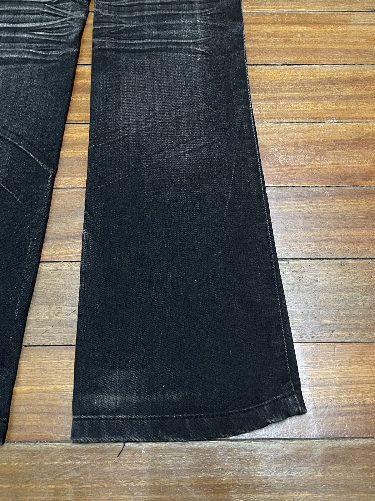 14th Addiction Rare Design Vintage Japanese Brand Flared Waxed Jeans 2000s Size US 30 / EU 46 - 8 Thumbnail