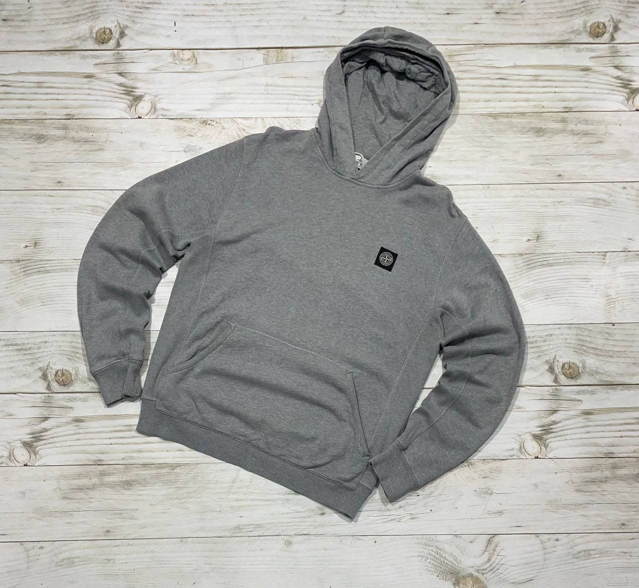 image of Stone Island Massimo Osti Hoodie Patch Program Y2K in Grey, Men's (Size Large)