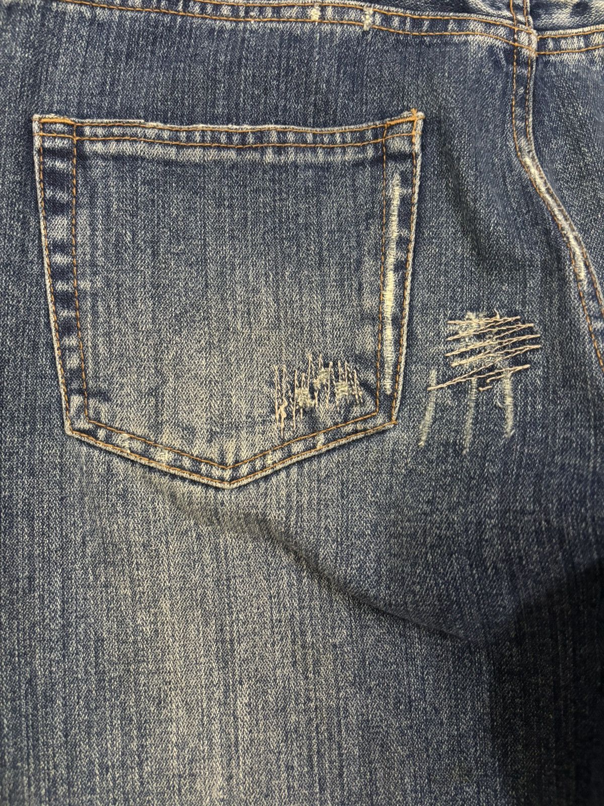Kapital Vintage Nylaus Mud Wash Clawmark Distressed Zig Zag Jeans Size US 33 - 12 Thumbnail
