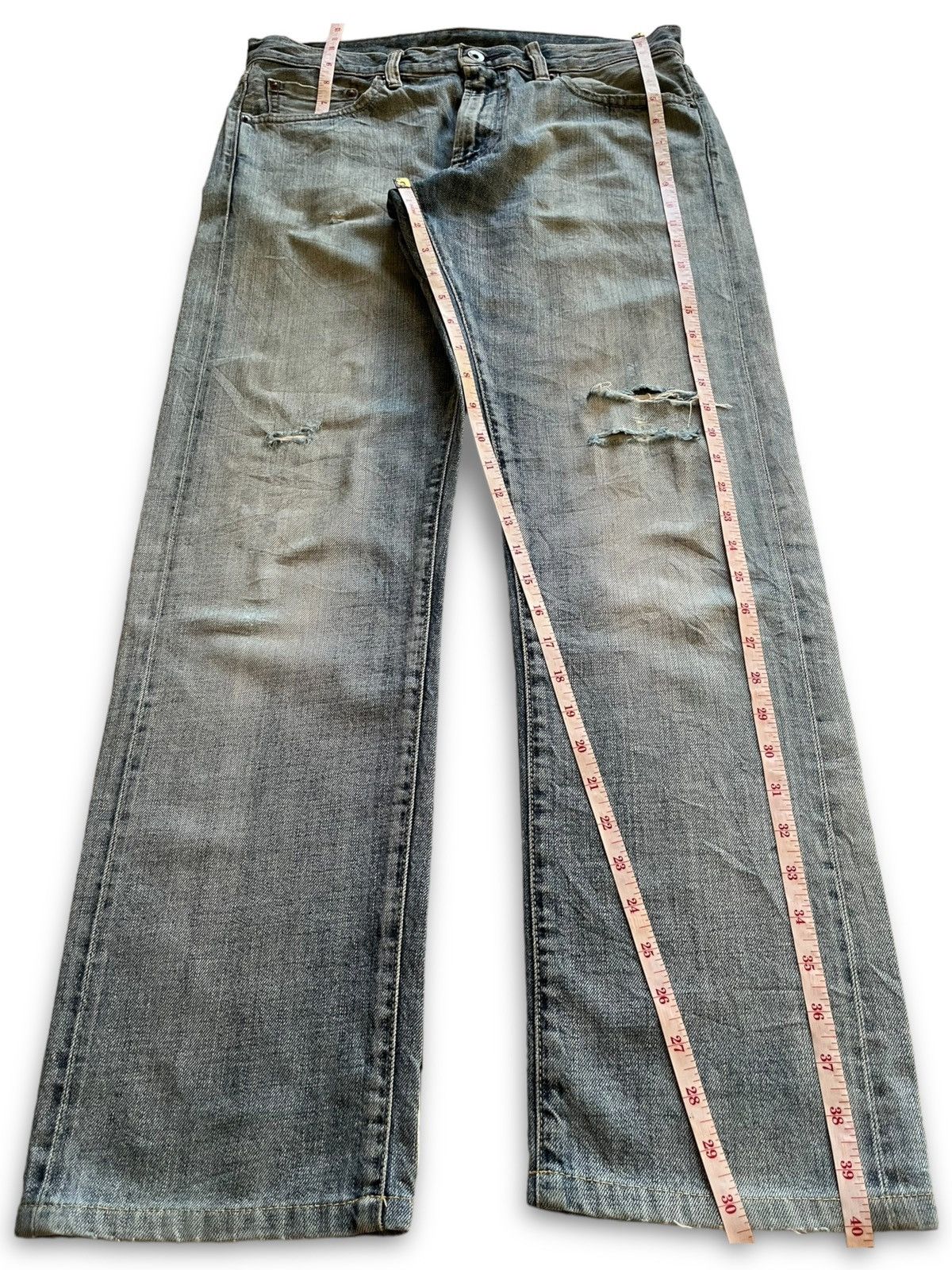 Japanese Brand × Uniqlo Vintage Uniqlo Selvedge Ripped Distressed Loose Jeans 33x31 Size US 33 - 12 Thumbnail