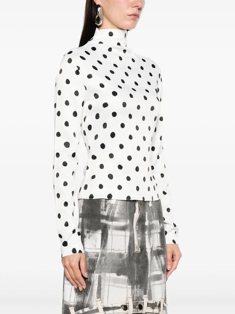 Marni o1w1db10824 Stain Blouse in Black/White Size XL / US 12-14 / IT 48-50 - 3 Thumbnail