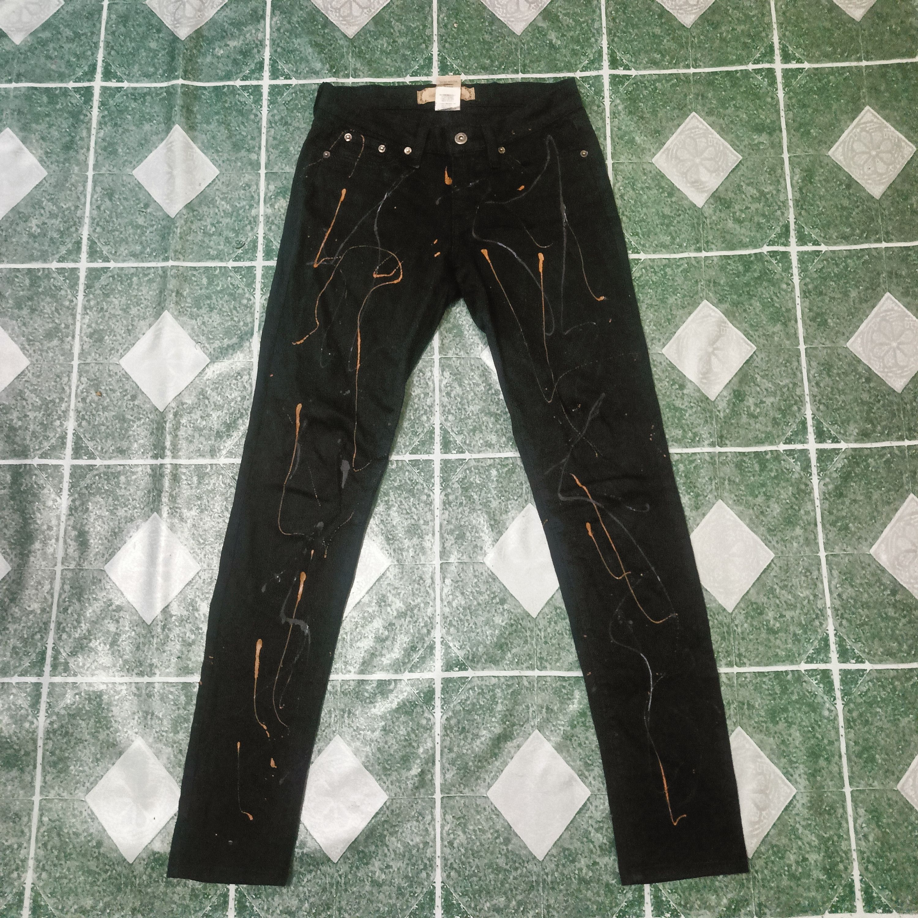 GEO 💥Insane💥 GEO BY GEOVANNY art PAINTING Stretch skinny PANTS Size US 32 / EU 48 - 1 Thumbnail