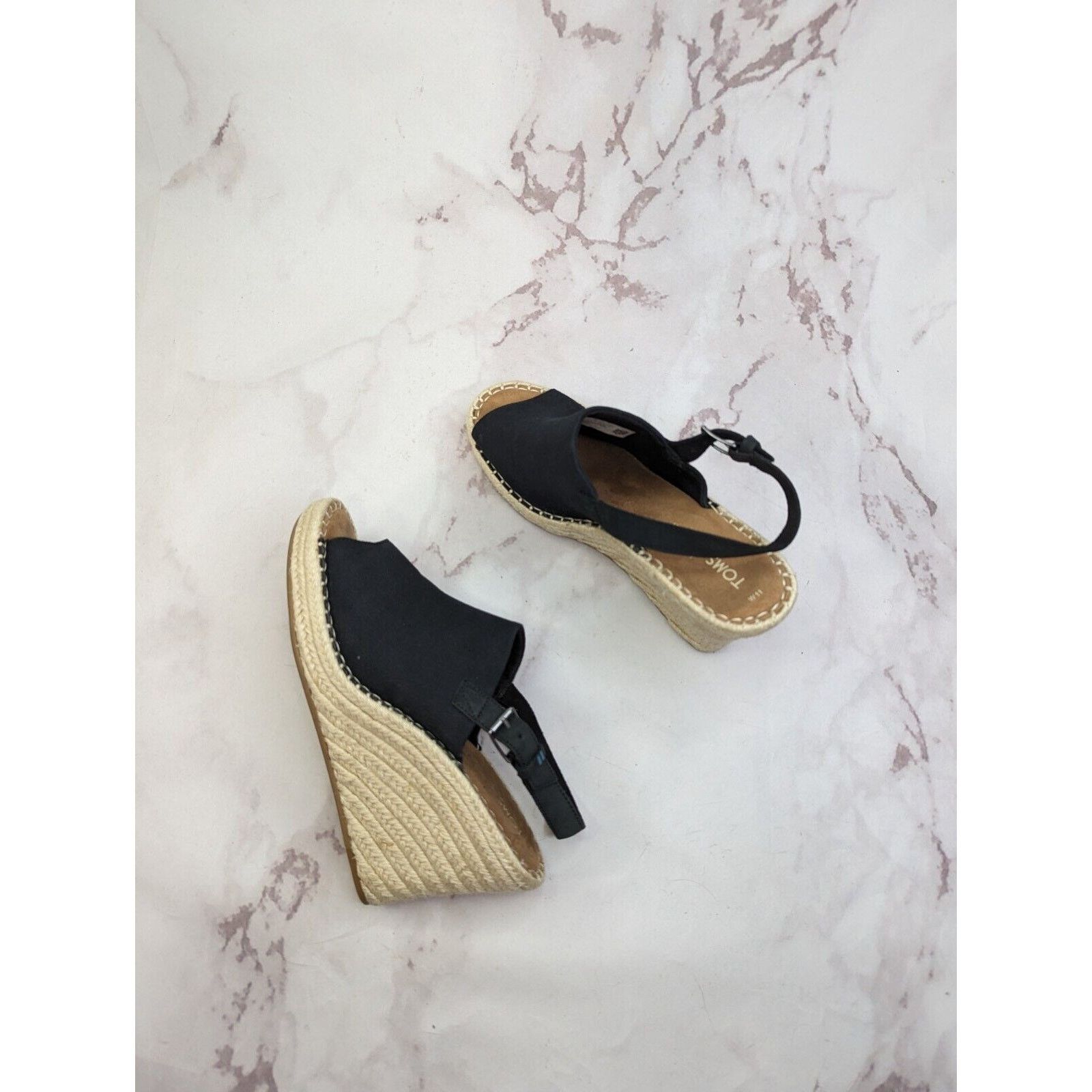 Toms Toms Wedge Women 11 Espadrille Black Platform Shoe Sandal Size US 9 / IT 39 - 10 Thumbnail