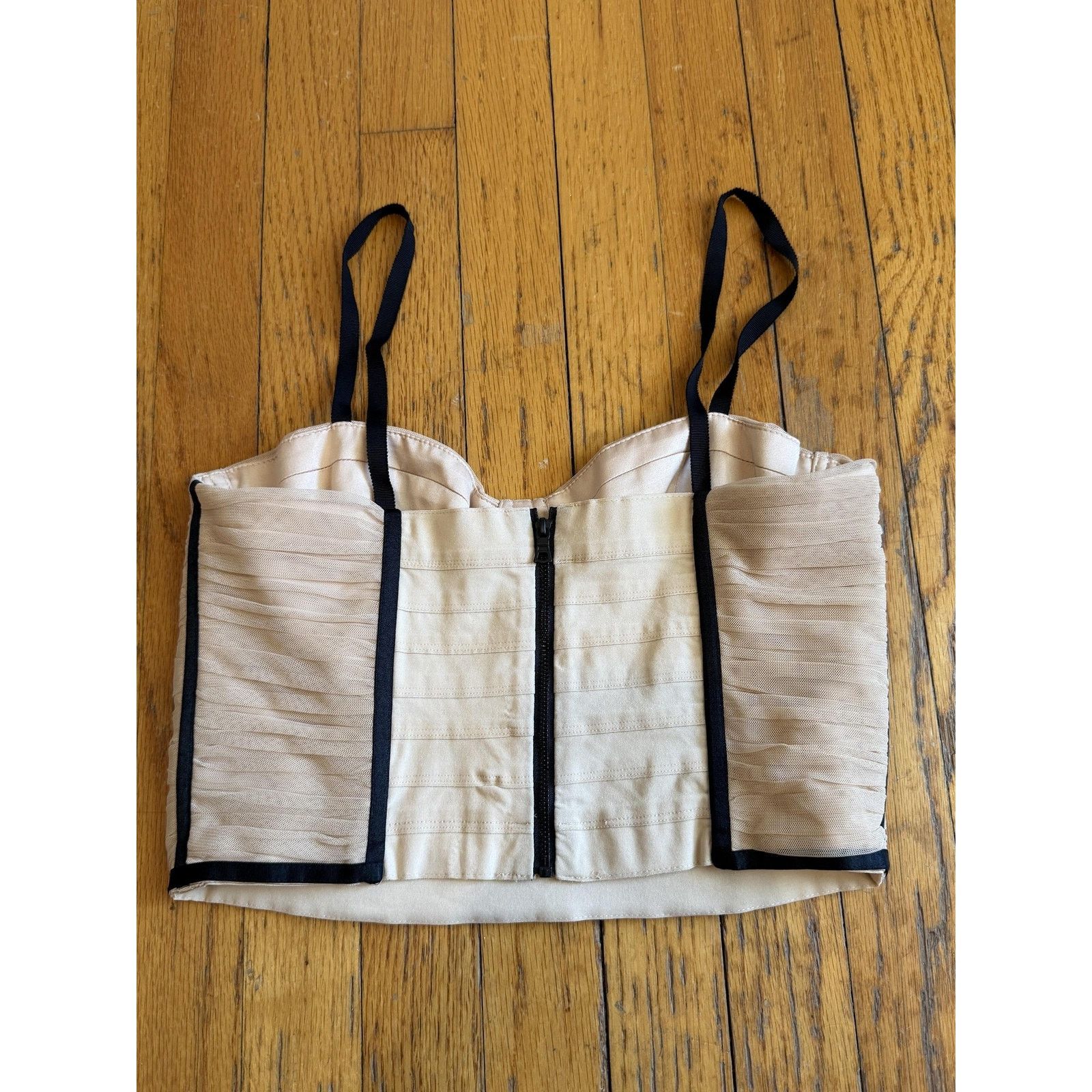 Alice + Olivia Alice + Olivia Bustier 10 Beige Mesh Boned Overbust Zip Back Size ONE SIZE - 6 Thumbnail