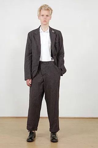 Yohji Yamamoto Yohji Yamamoto 10SS Grey Striped Blazer w/ Badge Size US L / EU 52-54 / 3 - 6 Thumbnail