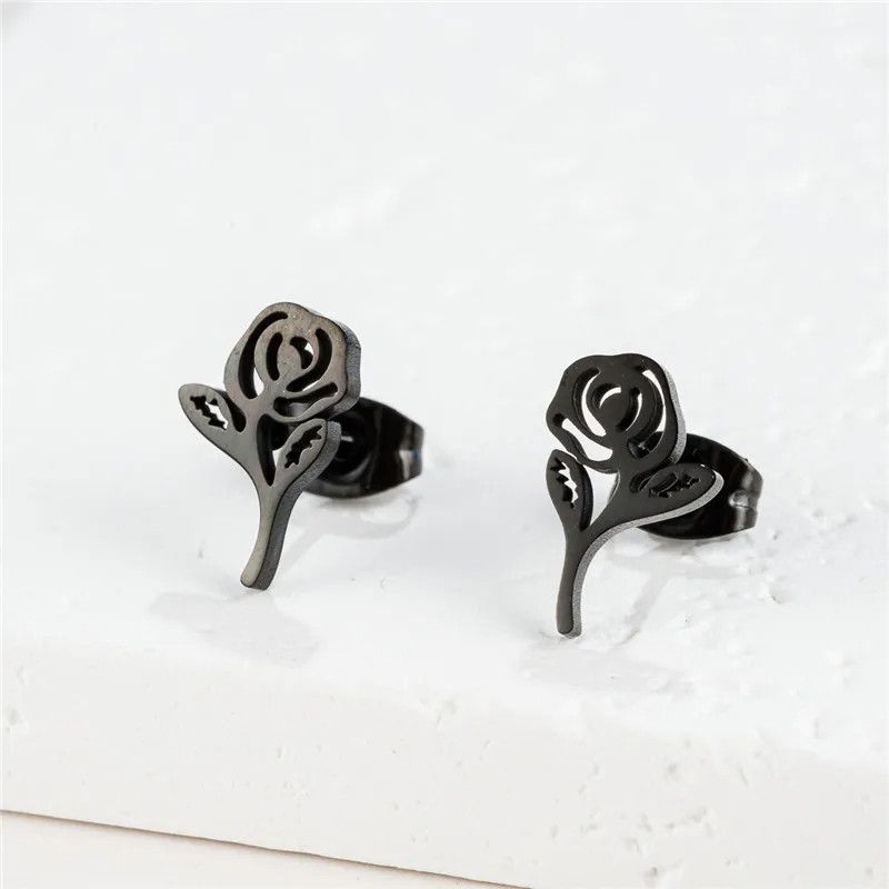 Jewelry Romantic Rose Mini Stud Earrings Charm Earring Gift Size ONE SIZE - 1 Preview