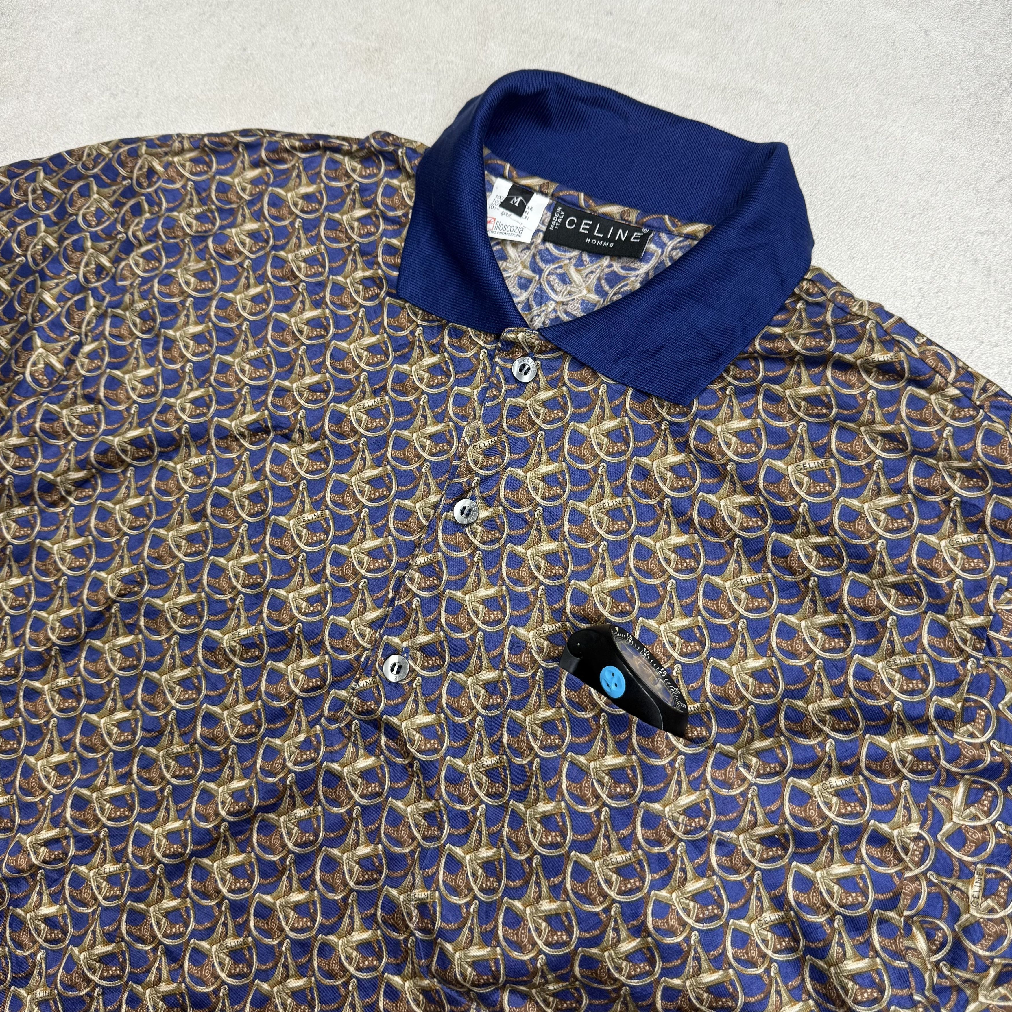Celine Vintage 90s Celine Monogram Polo Shirt Size US M / EU 48-50 / 2 - 4 Thumbnail