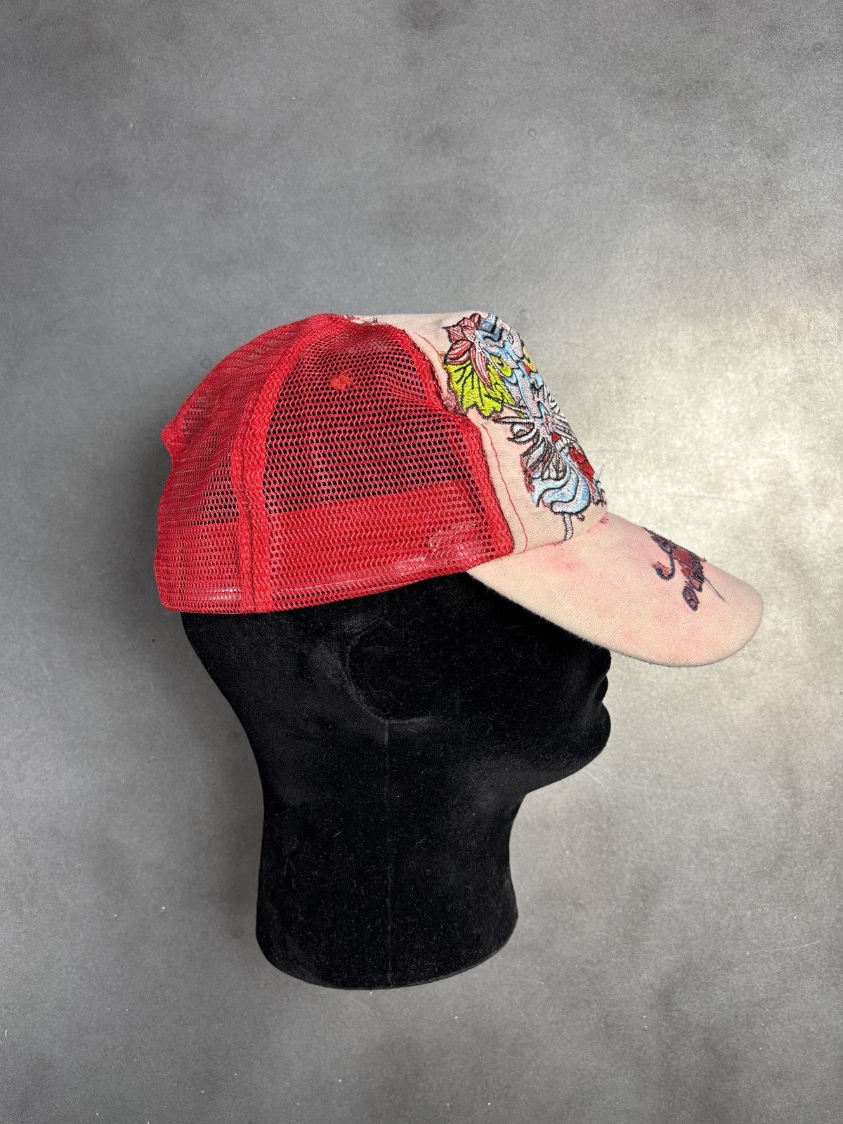 Christian Audigier × Ed Hardy × Vintage 2000s Ed Hardy Trucker Hat Vintage Christian Audigier Snapba Size ONE SIZE - 5 Thumbnail
