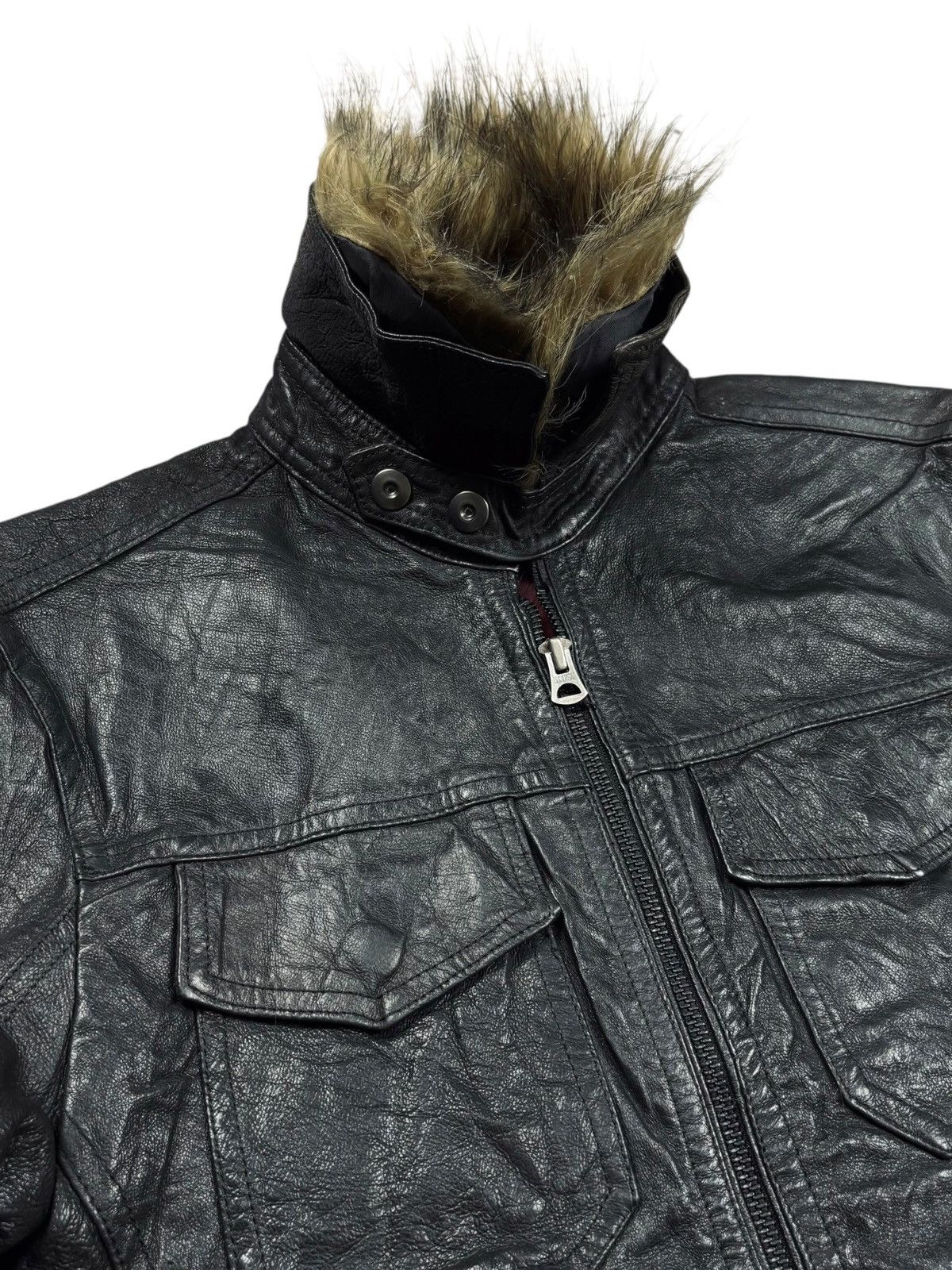 Tornado Mart 2000s Rattle Trap Trim Fur Collar Vkei Style Leather Jacket Size US M / EU 48-50 / 2 - 7 Thumbnail