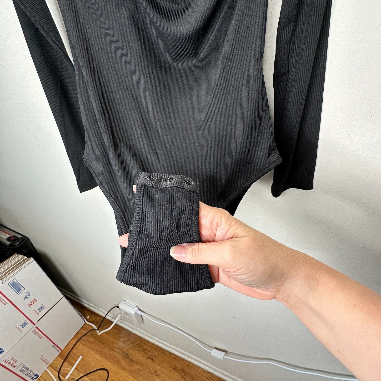 Other Black Bandeau Style Attached Arm Sleeve Cross Back Bodysuit Size M / US 6-8 / IT 42-44 - 6 Thumbnail