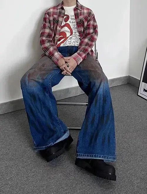 Japanese Brand × Jean Vintage West Coast washed distressed tie-dye jeans Size US 32 / EU 48 - 2 Thumbnail