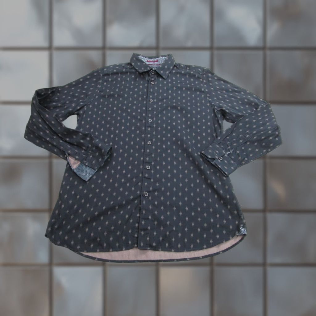 Ted Baker Ted Baker Shirt Mens XL Blue Geometric Pattern Button-Up Long Sleeve Classic Business Casual Size US XL / EU 56 / 4 - 1 Thumbnail