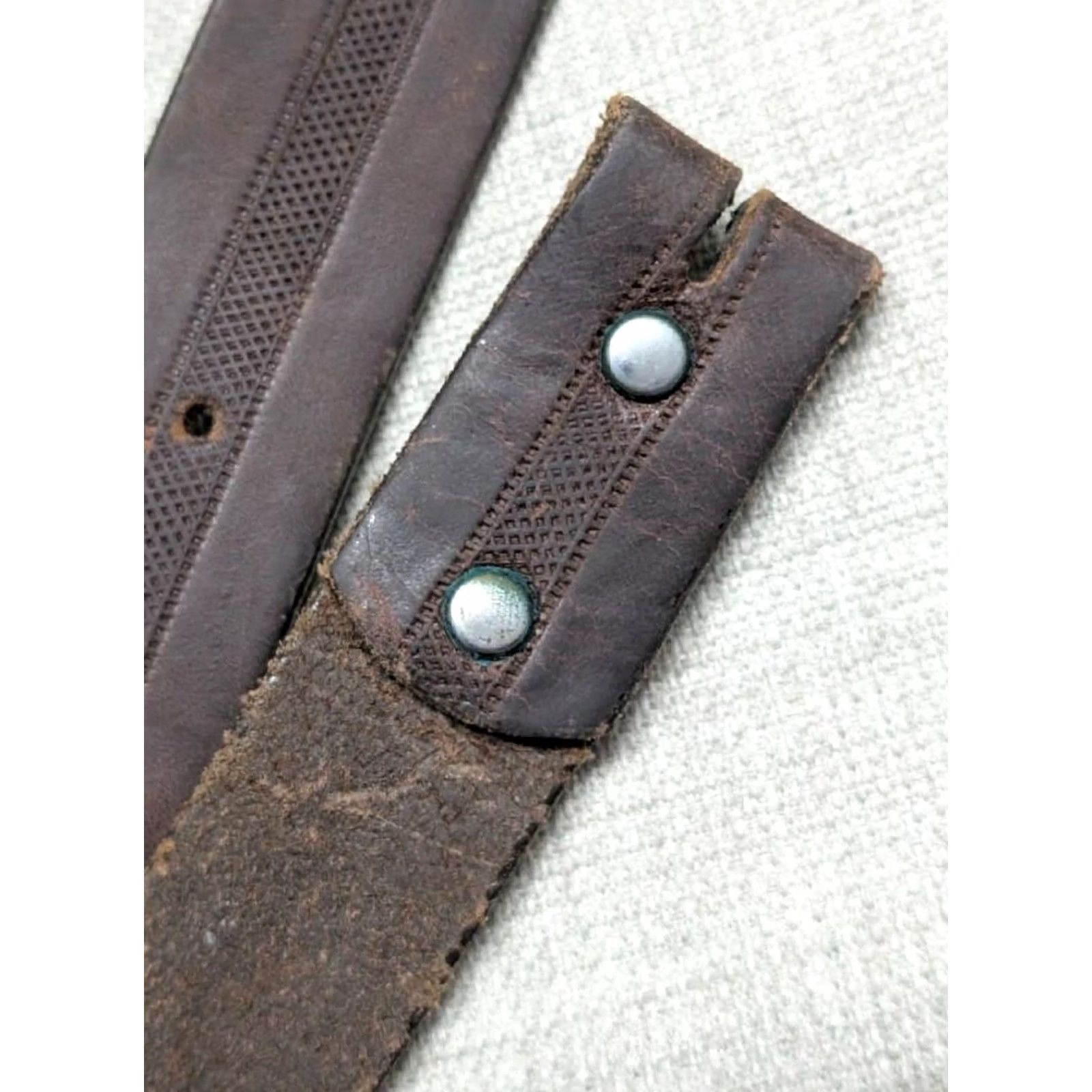 Vintage VINTAGE TOOLED buckle belt 46 cowhide WESTSERN brown leather COWBOY USA made Size 46 - 5 Thumbnail