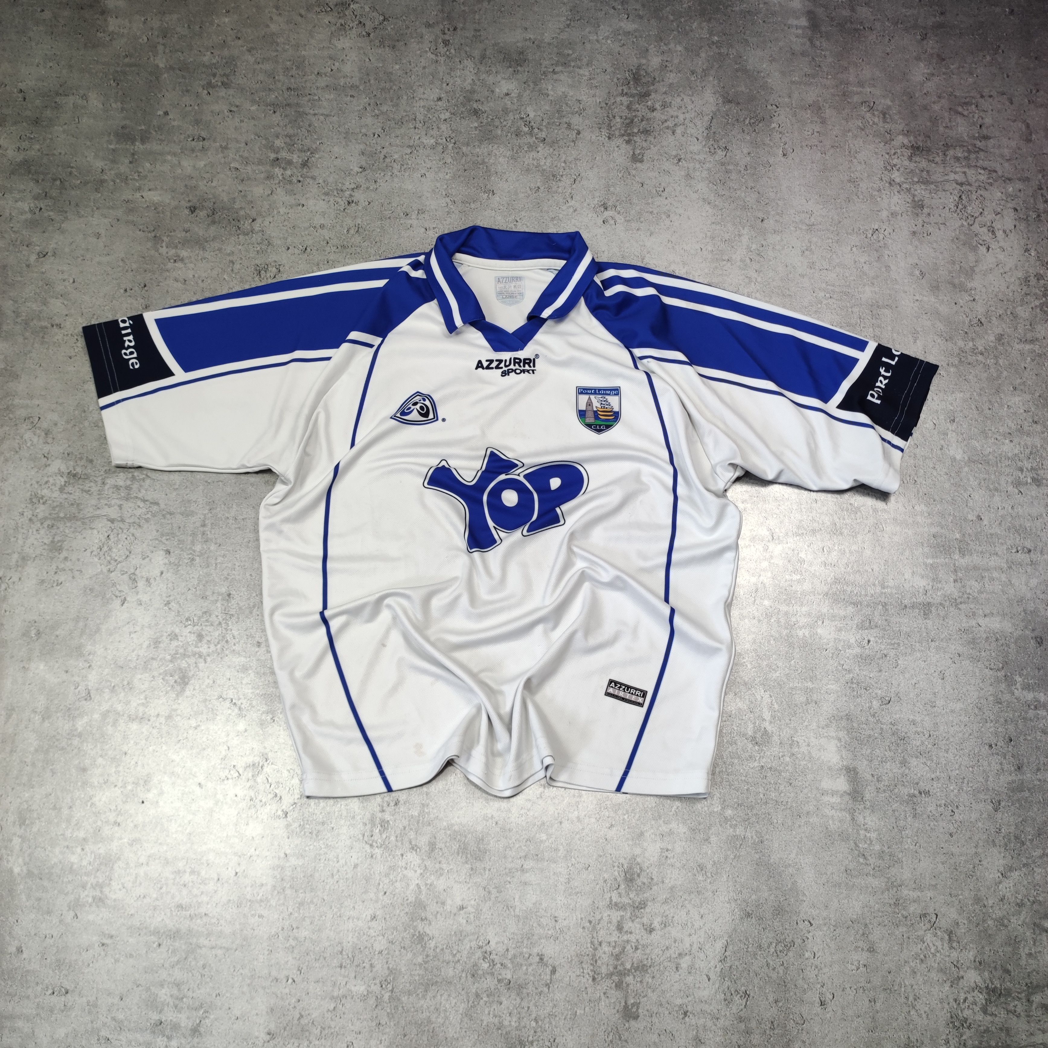 image of Soccer Jersey Vintage 90's Longsleeve Football Port Lairge Jersey in White, Men's (Size Large)