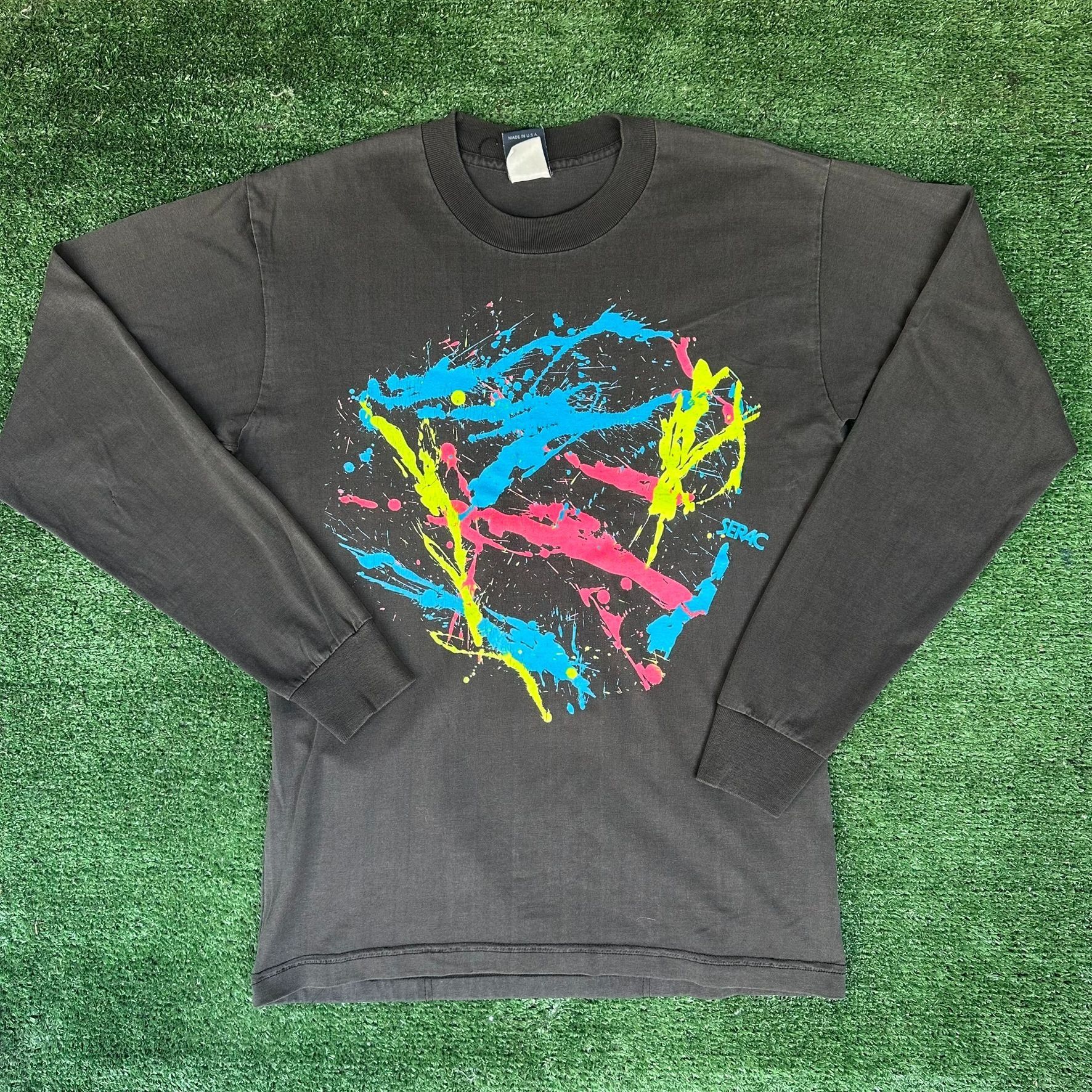 Vintage Vintage 90s Serac Neon Splatter Cycling T-Shirt Long Sleeve Size US M / EU 48-50 / 2 - 1 Thumbnail