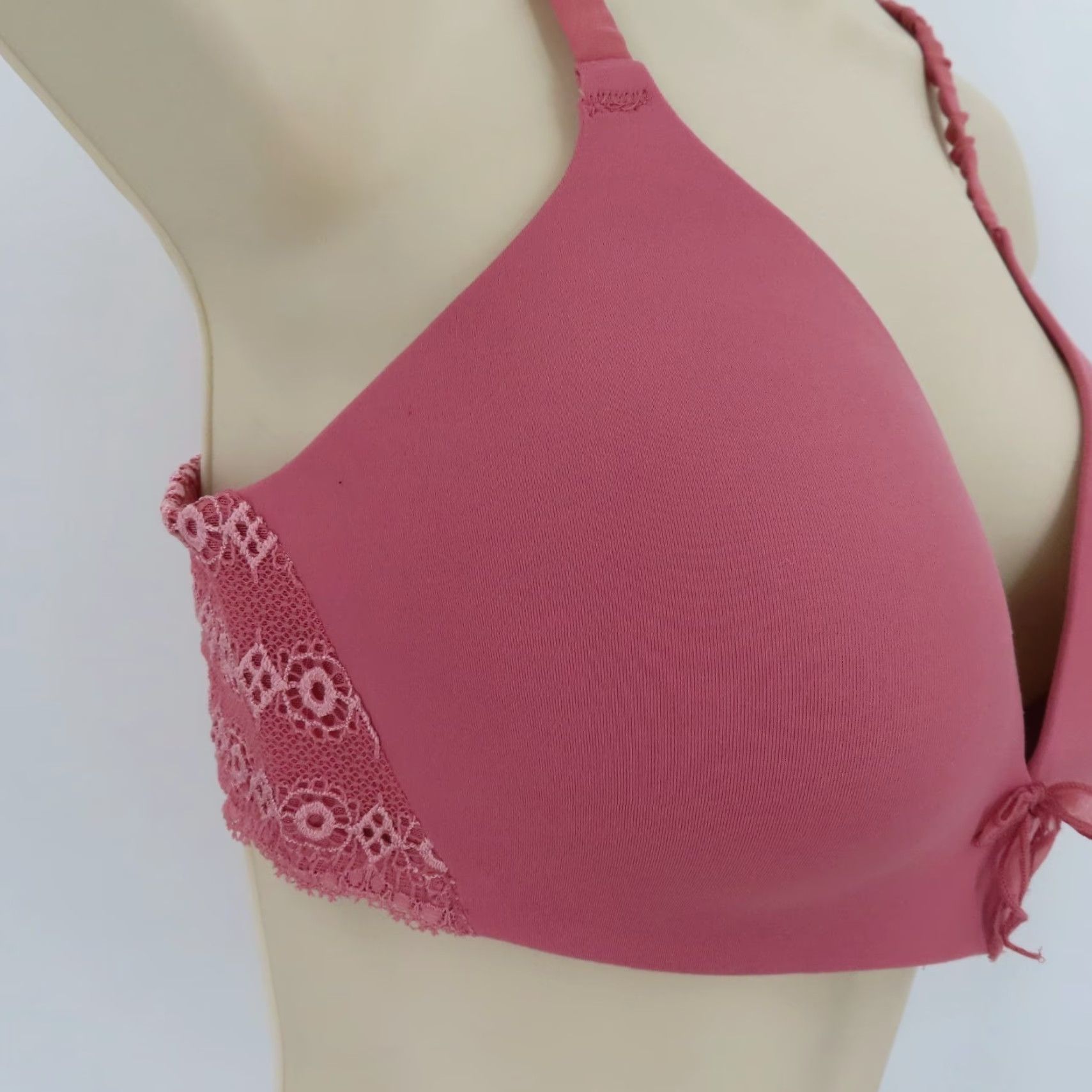 Victoria's Secret Victoria's Secret 34D Ipex Wireless Lined Padded Bra Lace Bow Accent Pink, T-Shirt, Bra, Women, 34D, NS, 34 Band, D Cup Size ONE SIZE - 3 Thumbnail