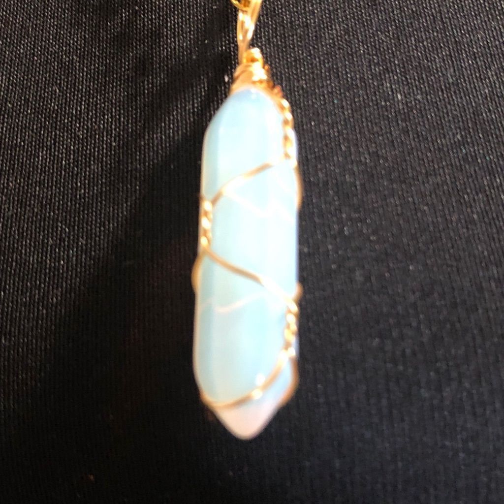 WE Fashion Genuine Blue Aqua Stone Wire Wrapped Pendant Necklace Chain Size ONE SIZE - 2 Thumbnail