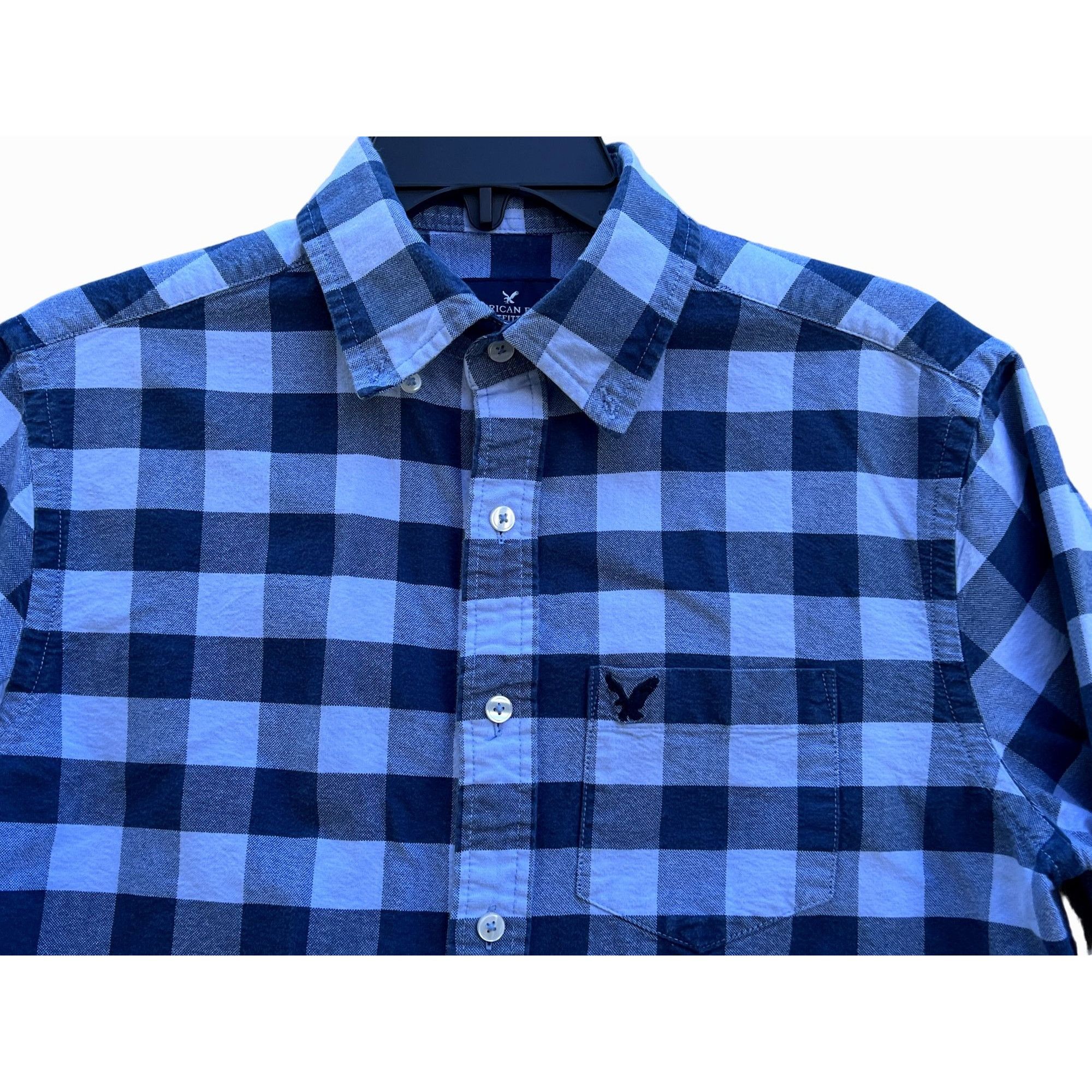 Other American Eagle - Long Sleeve Plaid Men's Shirt - Blue - Extr Size US XS / EU 42 / 0 - 9 Thumbnail