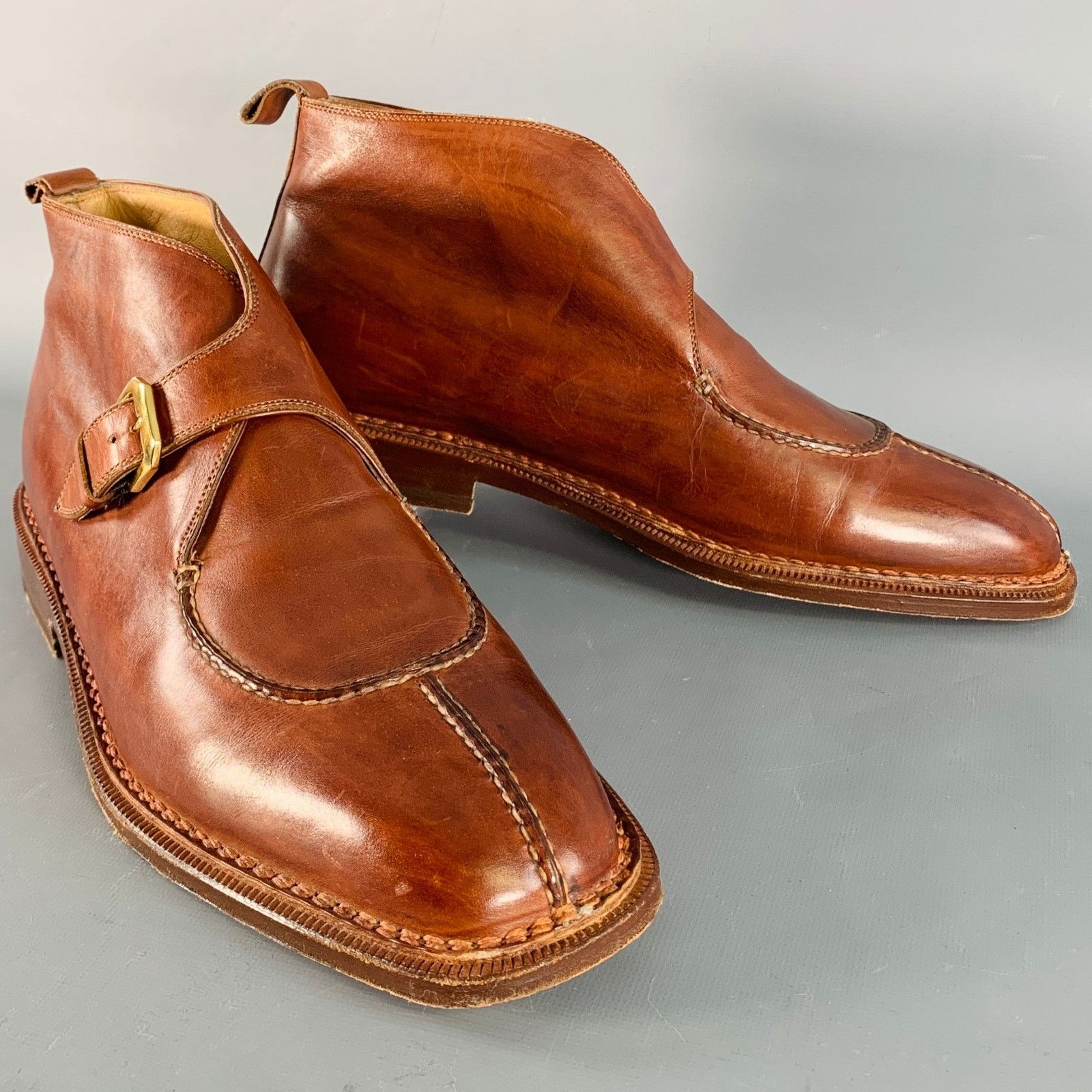 Santoni SANTONI Size 11 Brown Leather Split Toe Ankle Boots Size US 11 / EU 44 - 1 Thumbnail