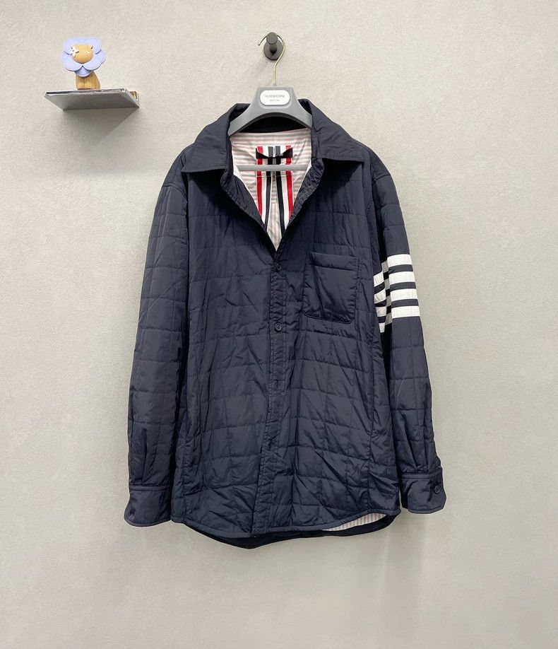 Thom Browne Thom Browne Blue cotton jacket with four stripes Size US L / EU 52-54 / 3 - 1 Thumbnail