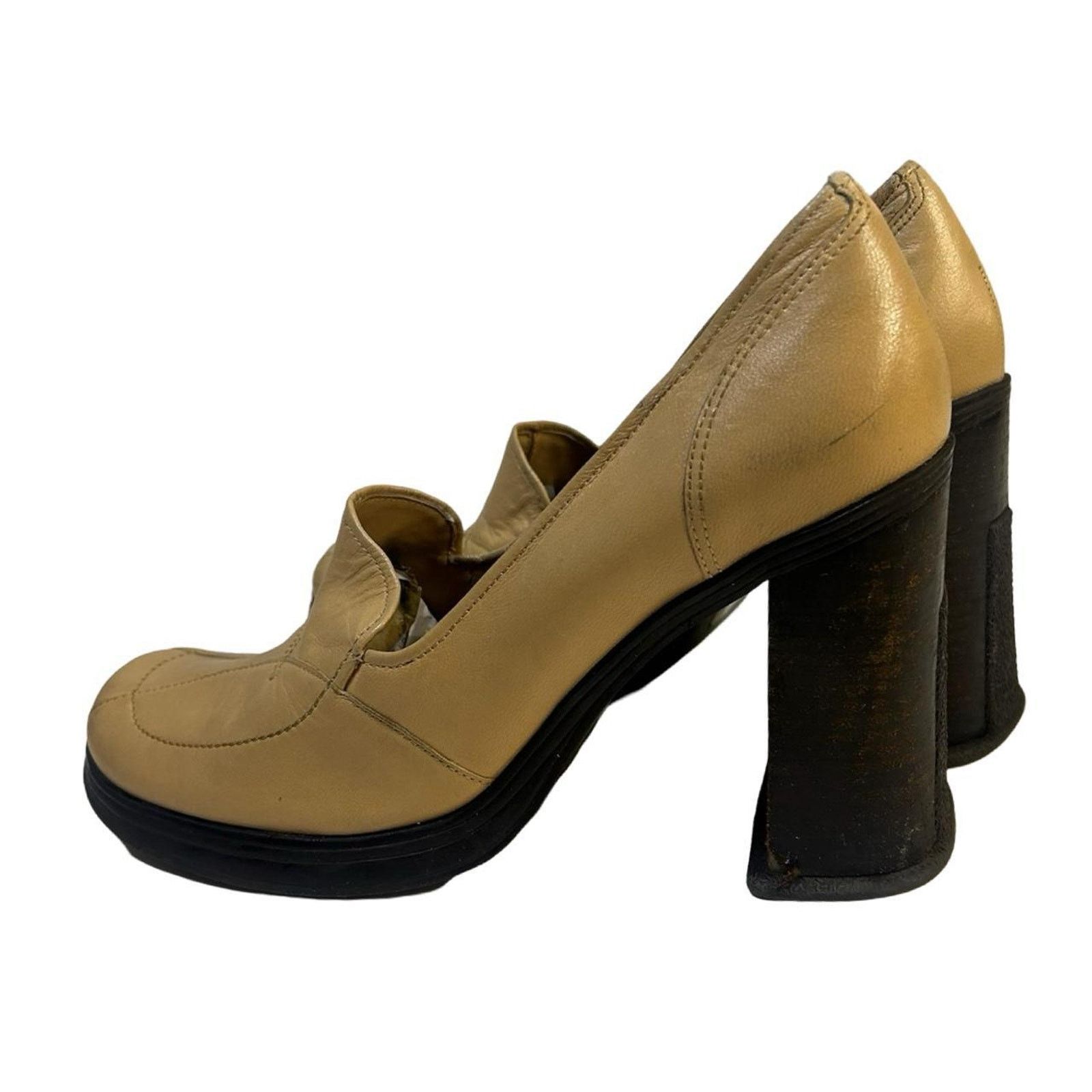 Vintage Y2k loafer heels witchy sz 10 yellow chunky Size US 10 / IT 40 - 4 Thumbnail