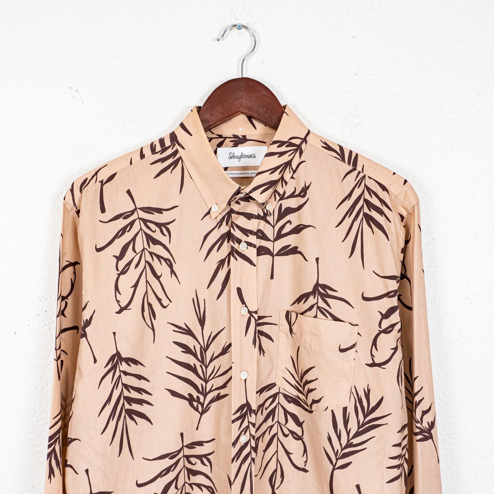 Schnaydermans Schnayderman's Leisure Button Down Shirt Beige Brown leaf Size US M / EU 48-50 / 2 - 3 Thumbnail