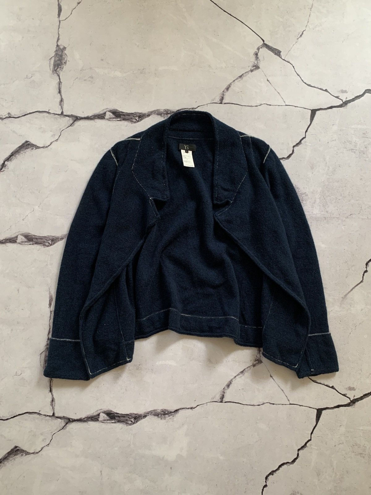 Yohji Yamamoto Rare Y's Yohji Yamamoto Wool Knit Cardigan Navy Blue Size M / US 6-8 / IT 42-44 - 1 Thumbnail