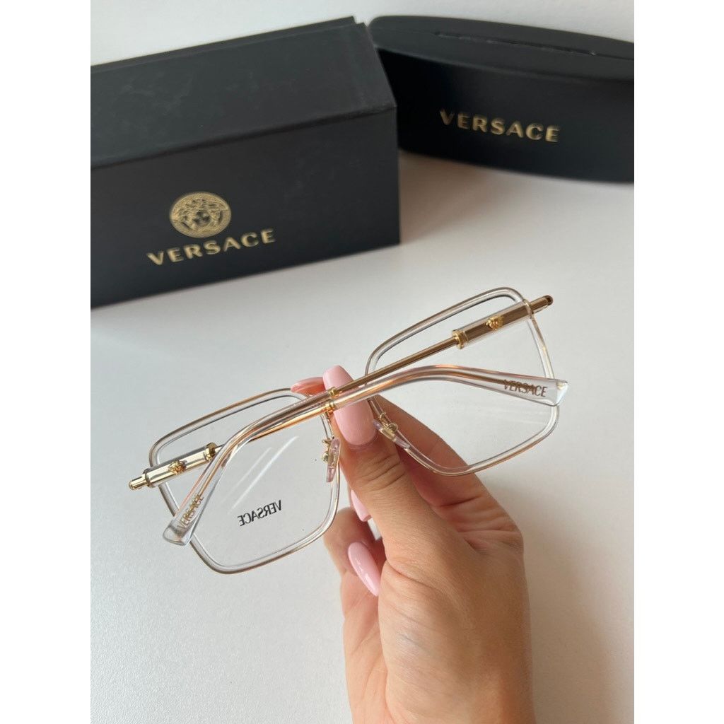 Versace NEW Versace VE1294D Clear Gold Square Eyeglasses Frames Size ONE SIZE - 4 Thumbnail