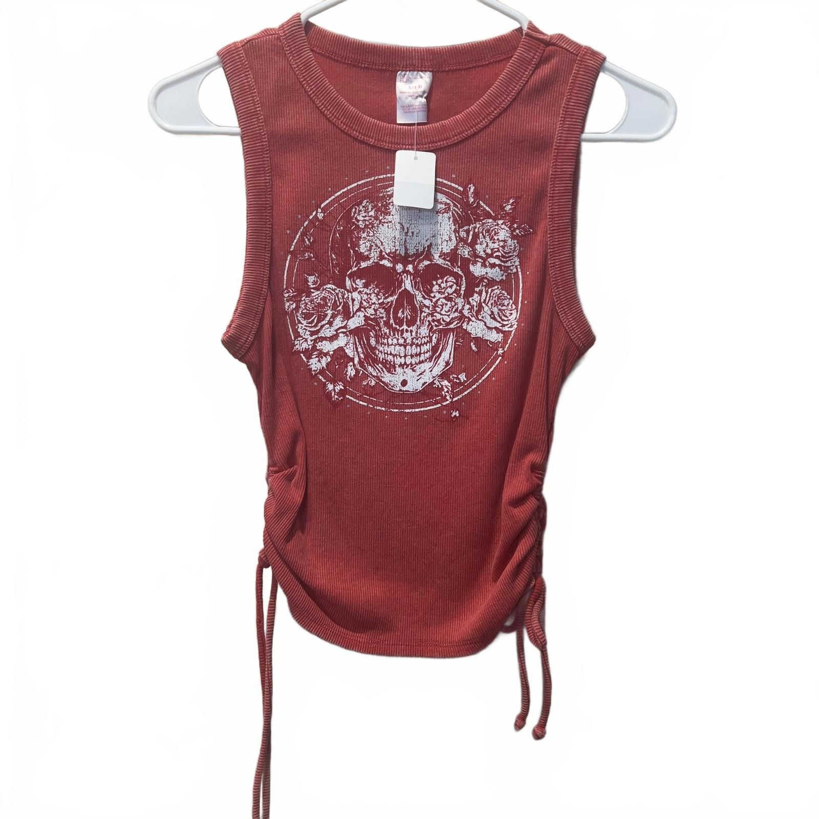 Other No Boundaries Women's Red Sleeveless Skull Graphic Tank Top Size S / US 4 / IT 40 - 1 Thumbnail