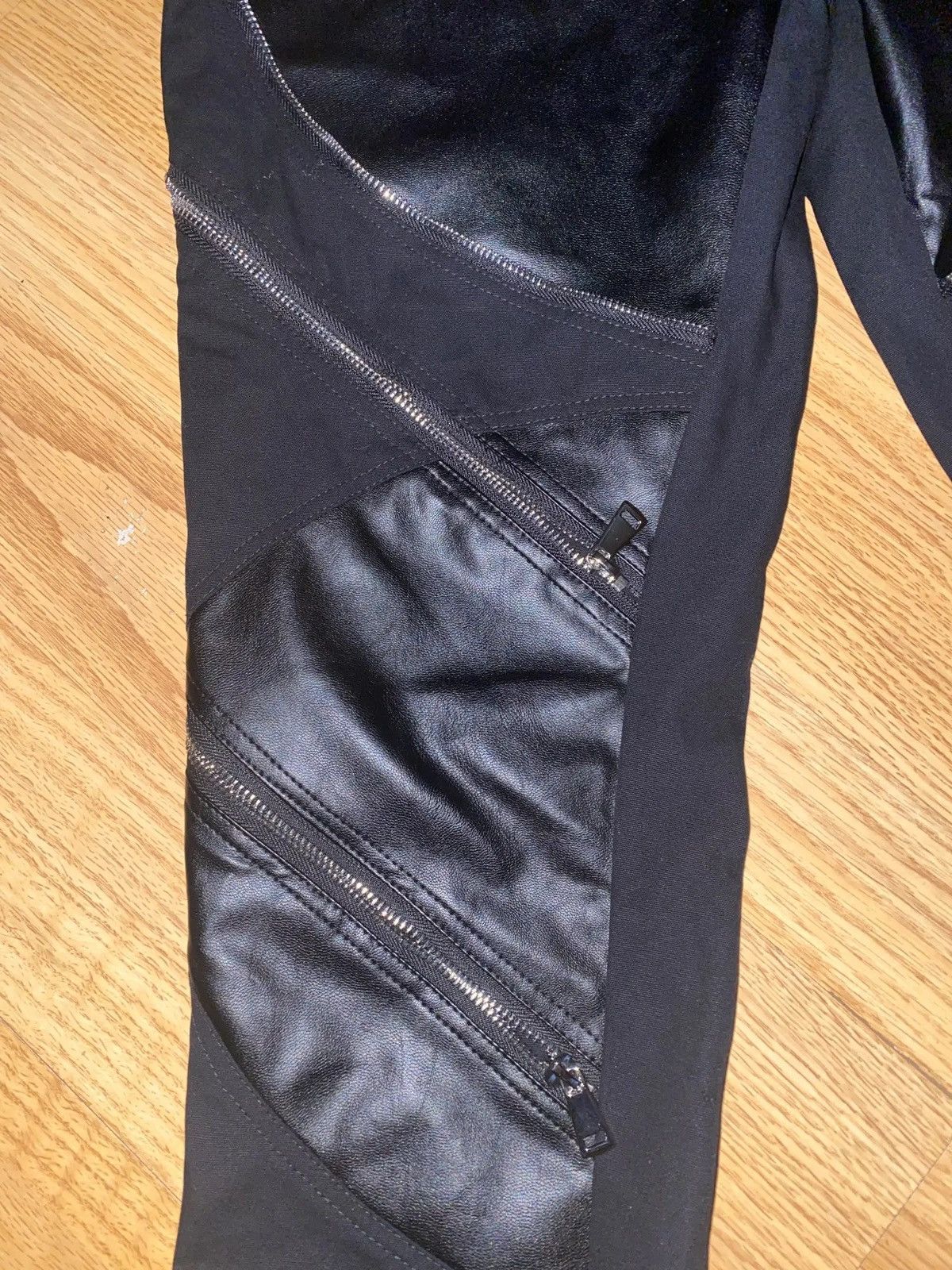 Leather Long Black Patchwork Pu Leather Pants Size US 34 / EU 50 - 13 Thumbnail