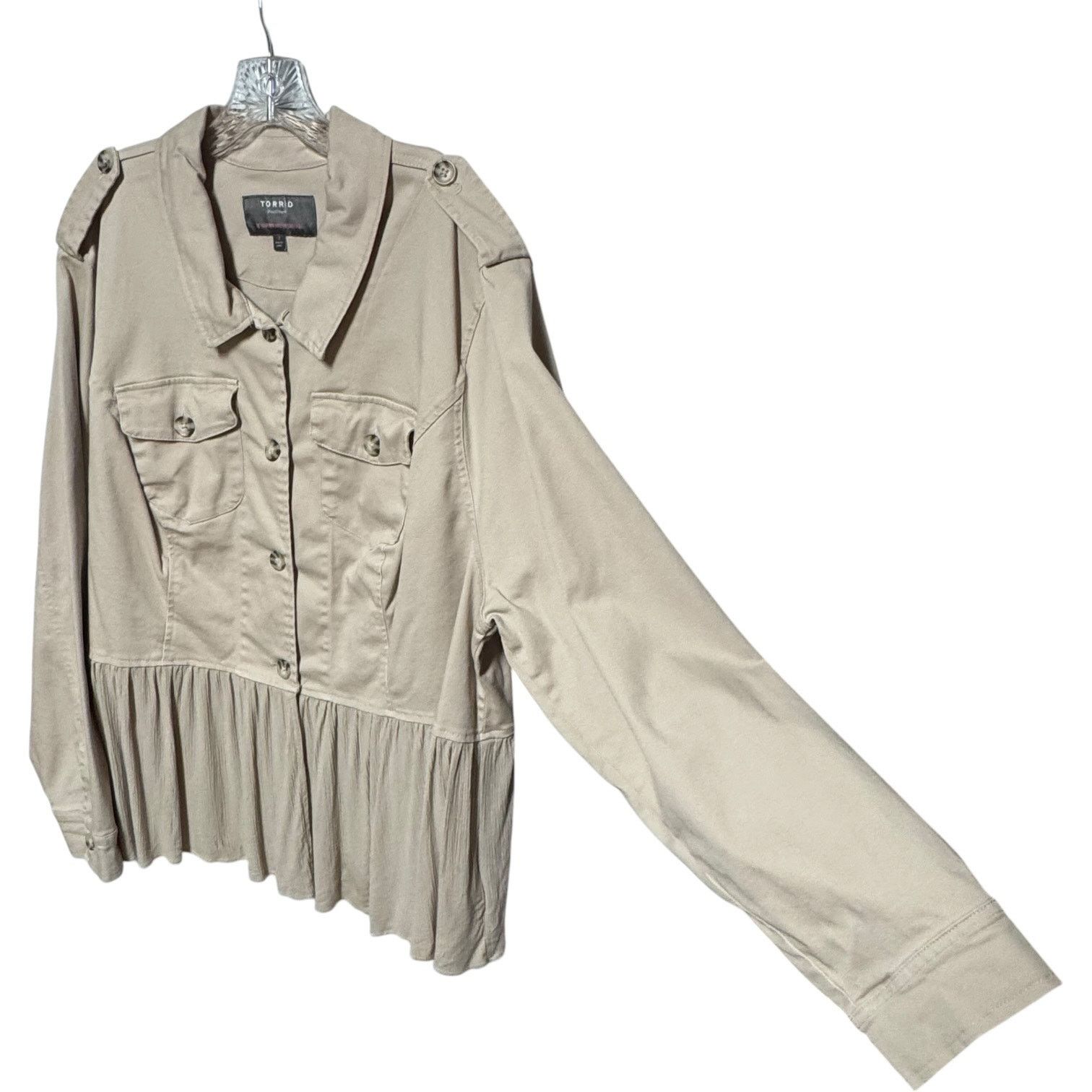 Torrid Torrid Twill Crinkle Jacket Tan Beige 3X Size 3XL / US 20-22 - 3 Thumbnail