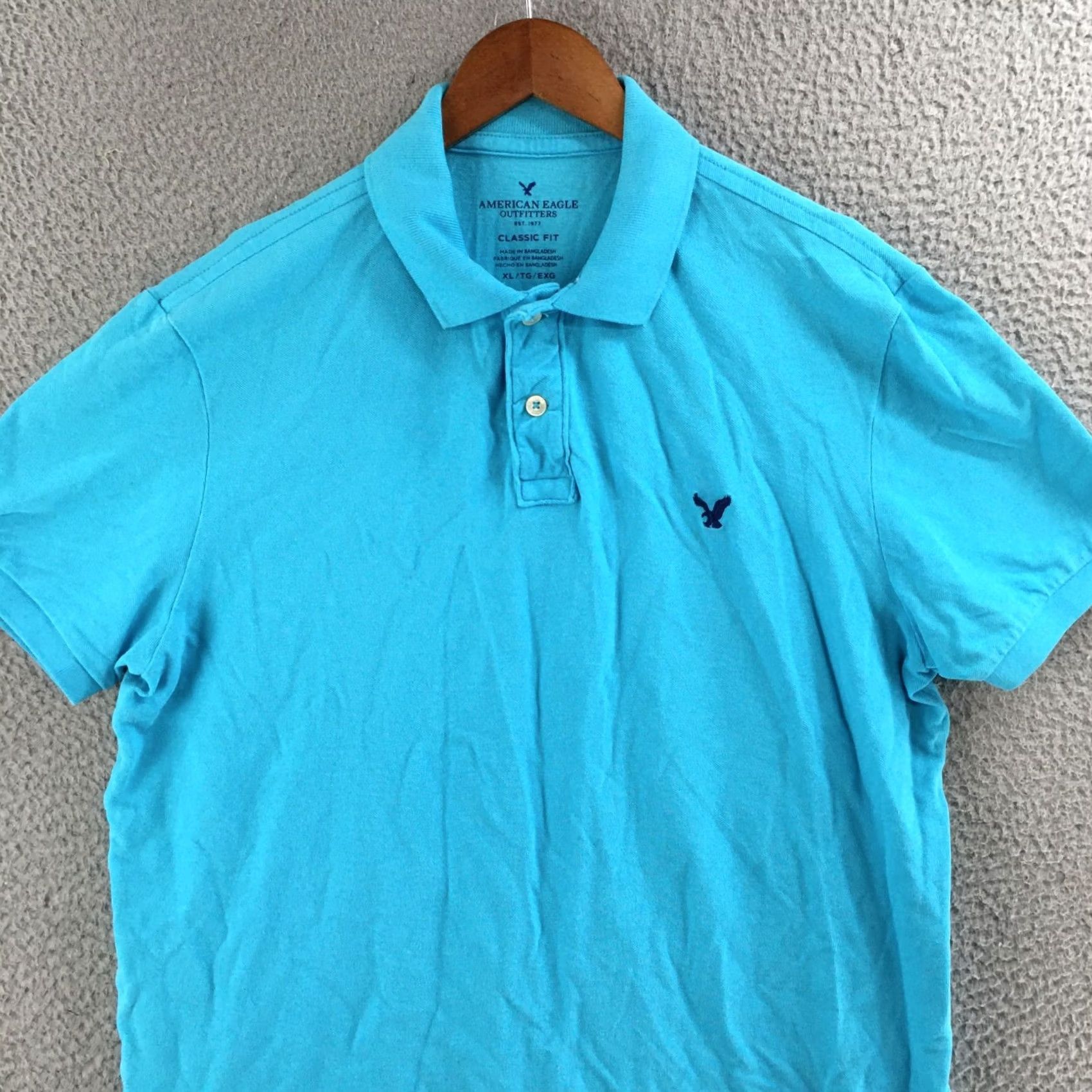American Eagle Outfitters American Eagle Polo Shirt Mens XL Classic Fit Short Sleeve Cotton Turquoise Blue Size US XL / EU 56 / 4 - 2 Thumbnail