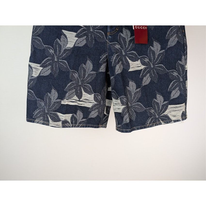 Gucci o1rshd1 Jacquard Certified Cotton Denim Bermuda Shorts Blue Size US 34 / EU 50 - 4 Thumbnail