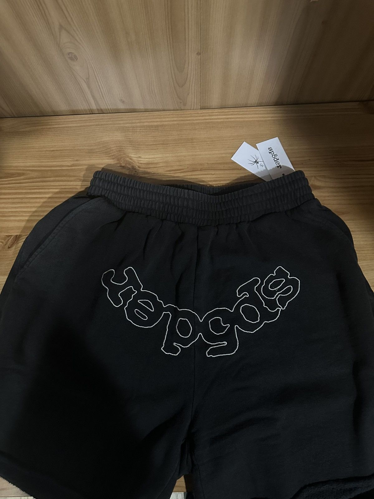 Sp5der Black OG Logo Embroidered Sweatshort Size US 28 / EU 44 - 7 Thumbnail