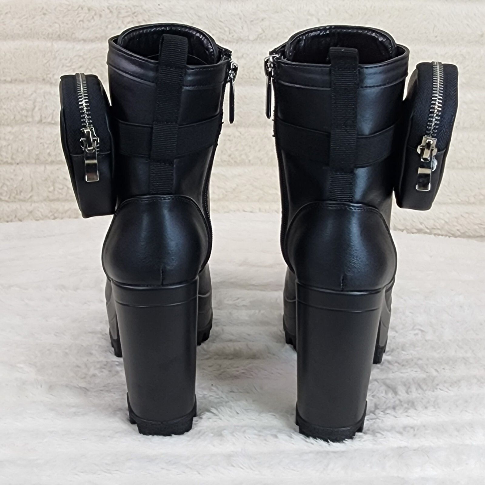 Other Secrets Black Chunky Block Heel Side Purse/Pouch Ankle Boots Size US 9 / IT 39 - 5 Thumbnail