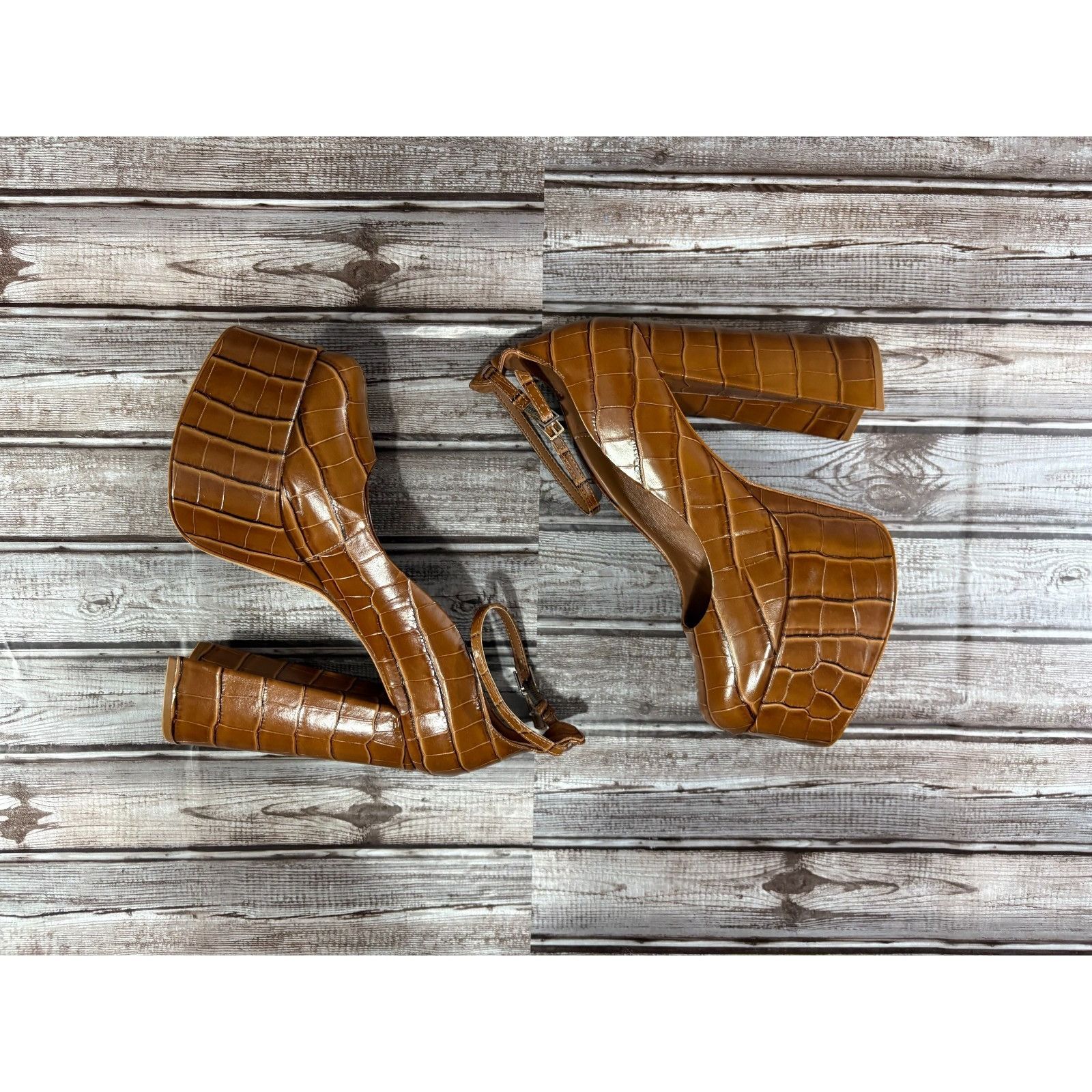 SCHUTZ Schutz Darlene Croco/wood Platform Mary Jane Heels Leather S Size US 8.5 / IT 38.5 - 7 Thumbnail