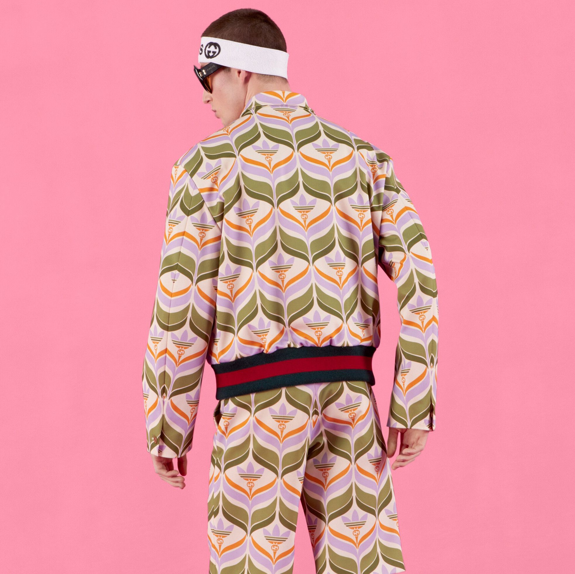 Gucci size 50 L - Gucci adidas Trefoil Print Jacket Green Ivory Size US L / EU 52-54 / 3 - 3 Thumbnail